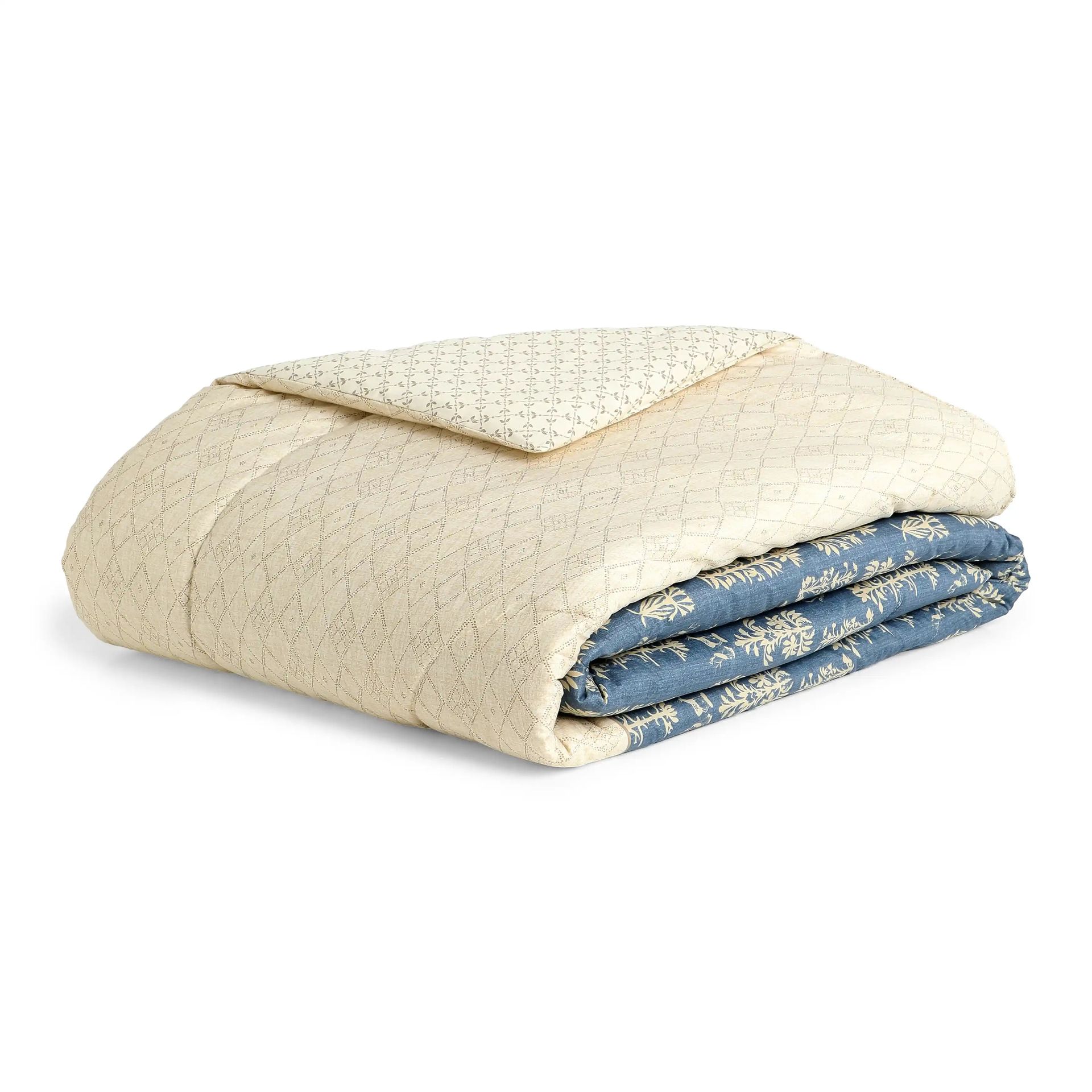 Ethnic 120 GSM 100% Cotton Dark Blue Double Comforter | Fergana