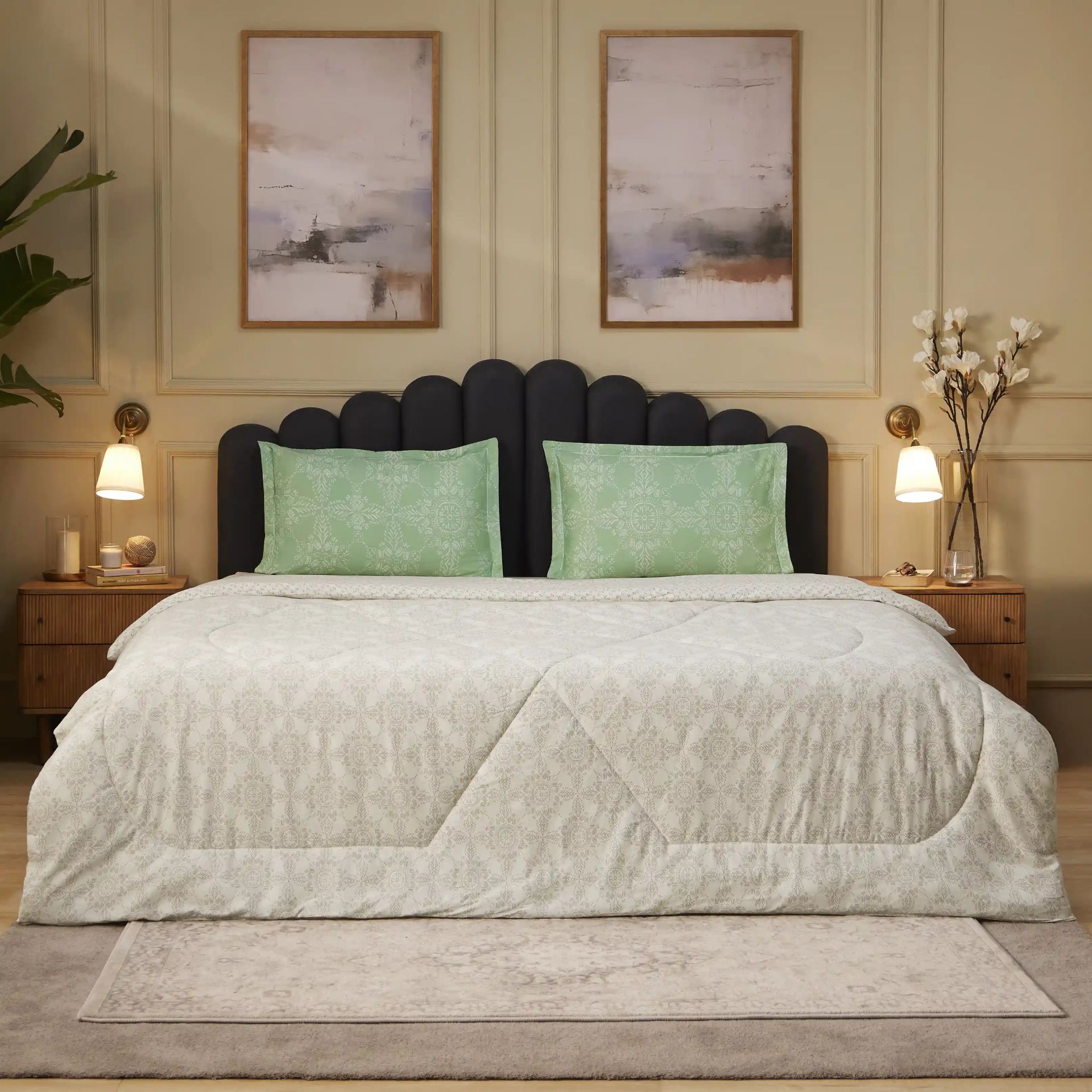 Ethnic 120 GSM 100% Cotton Sage Double Comforter | Fergana