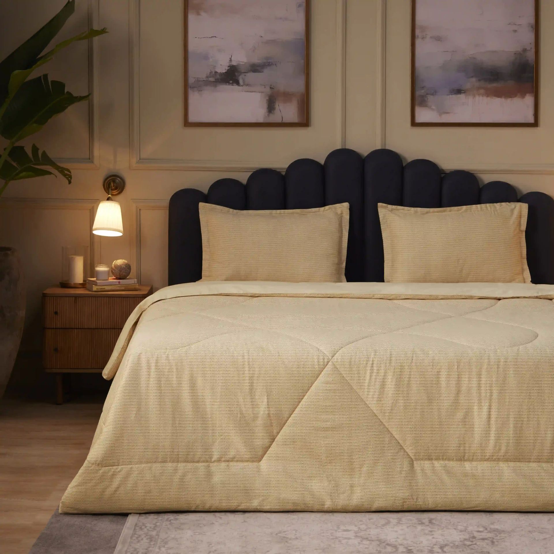 Geometric 120 GSM 100% Cotton Nude Double Comforter | Yutori