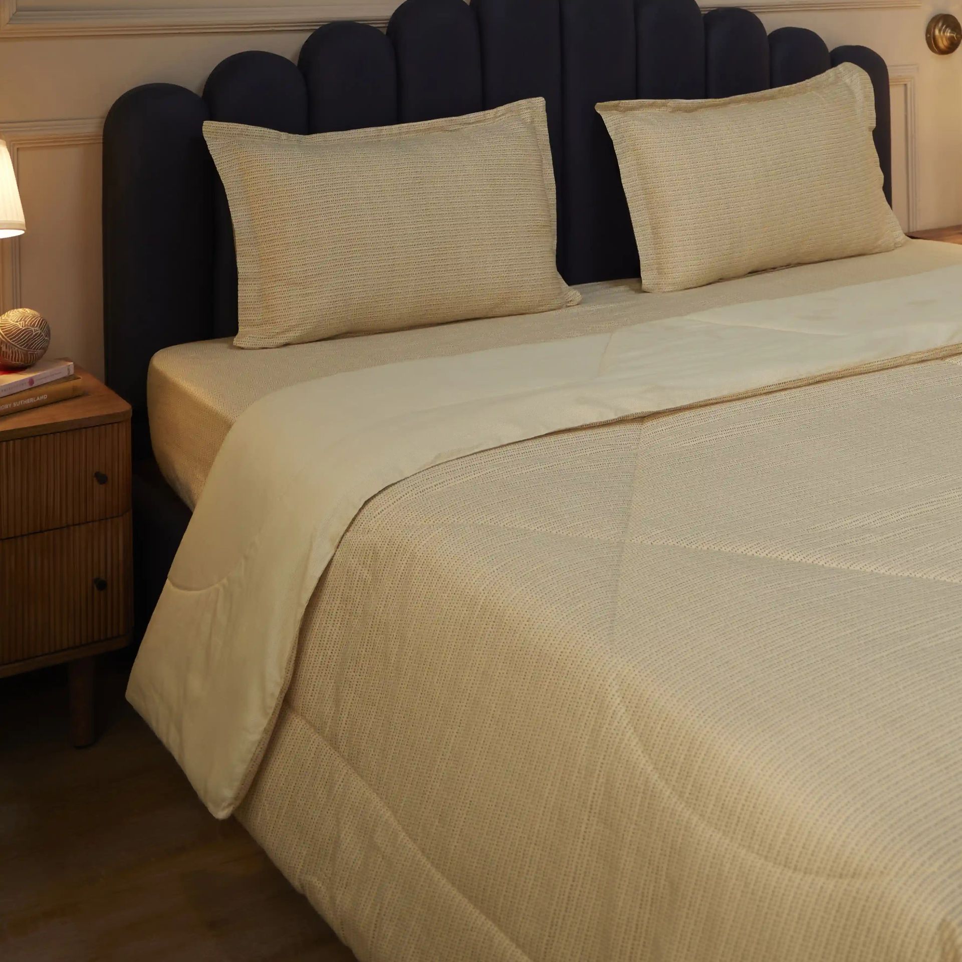 Geometric 120 GSM 100% Cotton Nude Double Comforter | Yutori