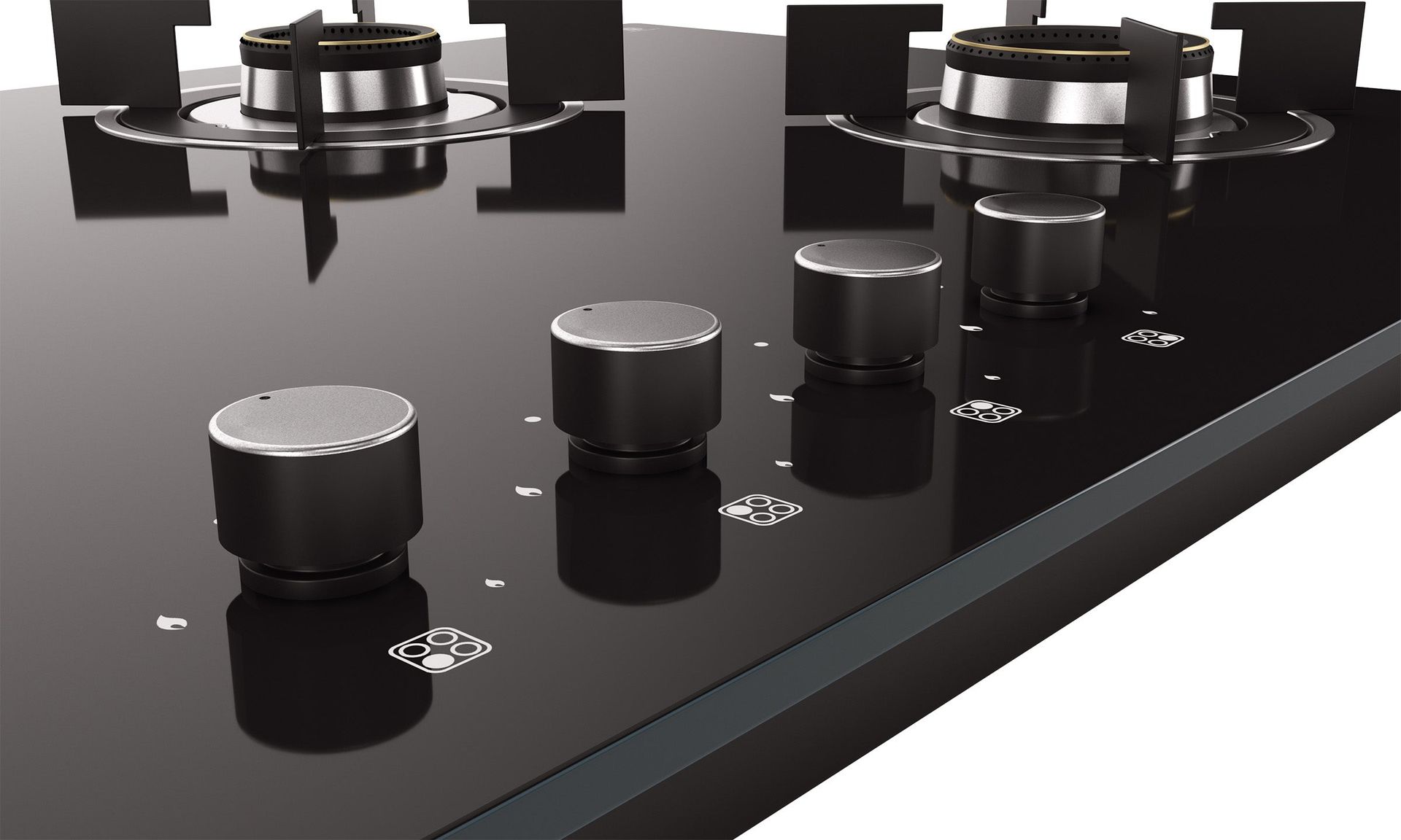 Optima Gloss Auto Ignition 900 mm 4 Brass Burner Hob | Optima HBG4B90