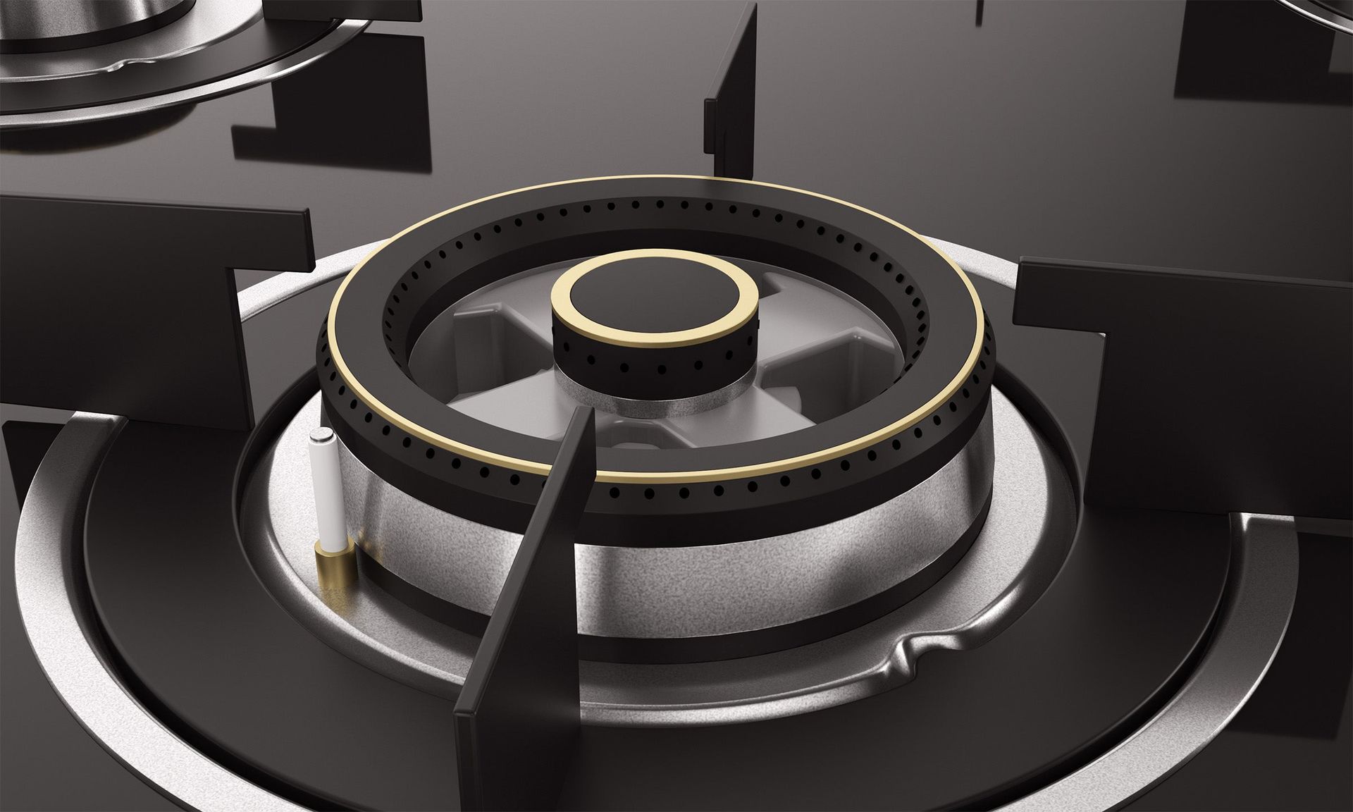 Optima Gloss Auto Ignition 600 mm 4 Brass Burner Hob | Optima HBG4B60