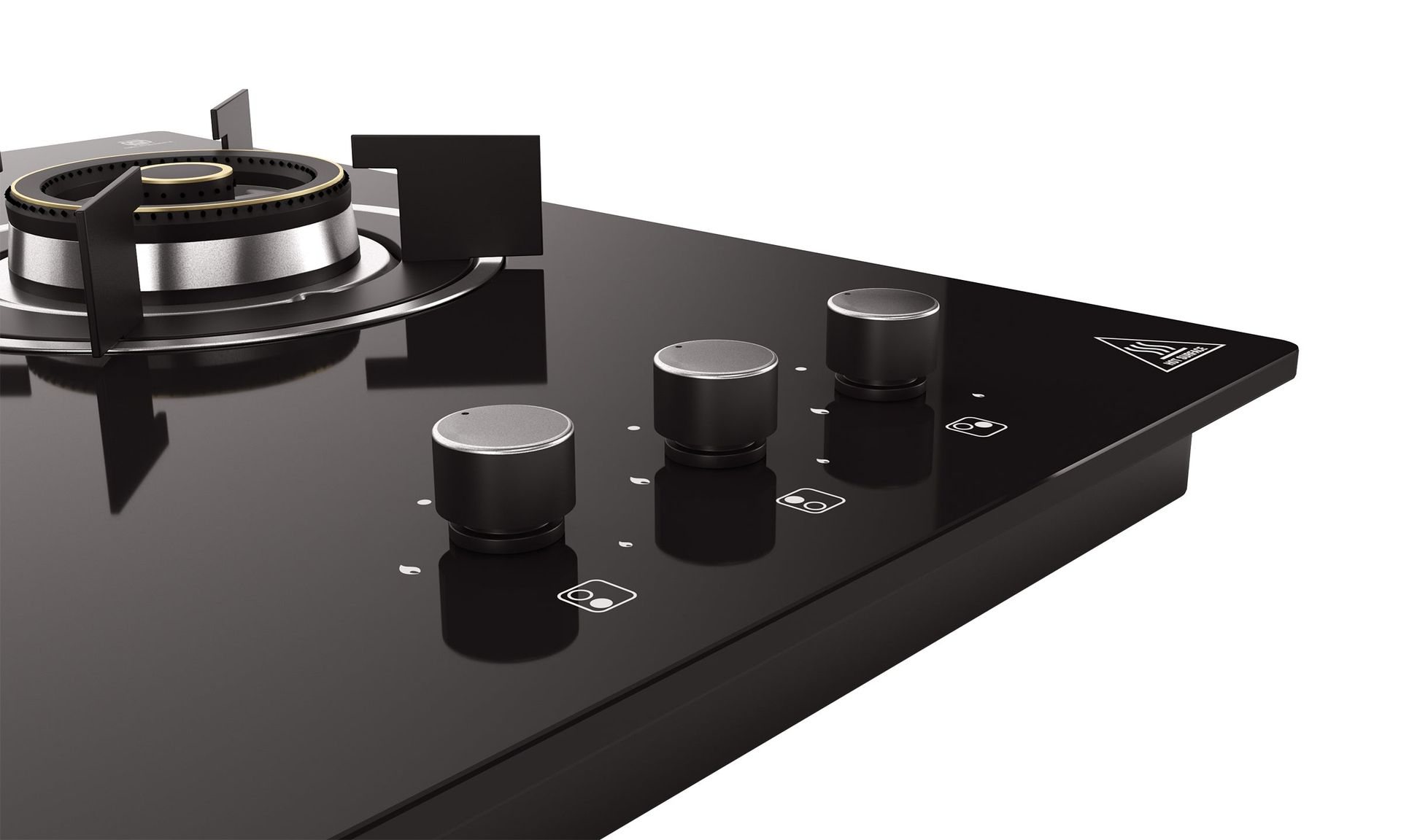 Optima Gloss Auto Ignition 600 mm 3 Brass Burner Hob | Optima HBG3B60
