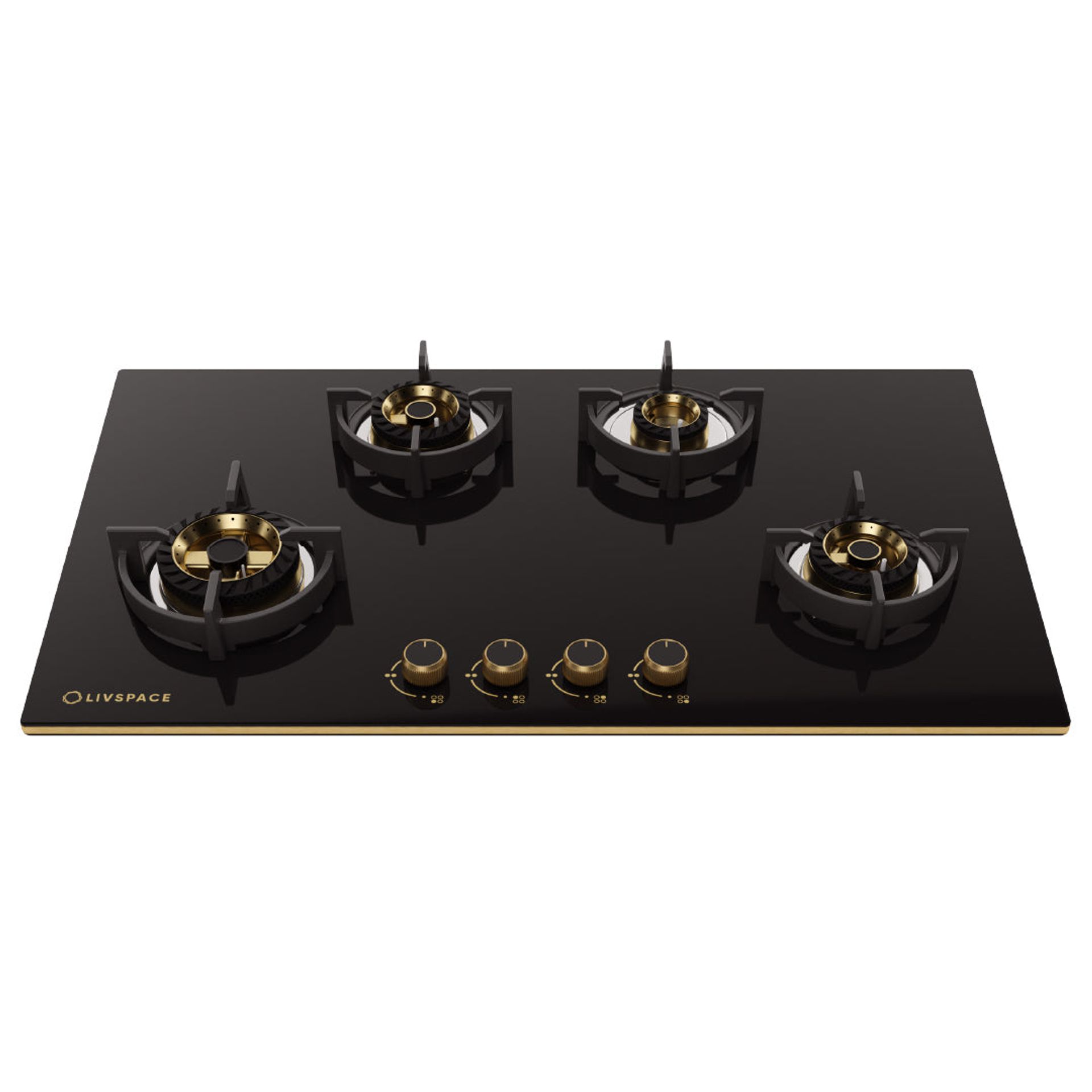 Intellia Gloss Auto Ignition 595 mm 4 Brass Burner Hob | Intellia HBG4B60