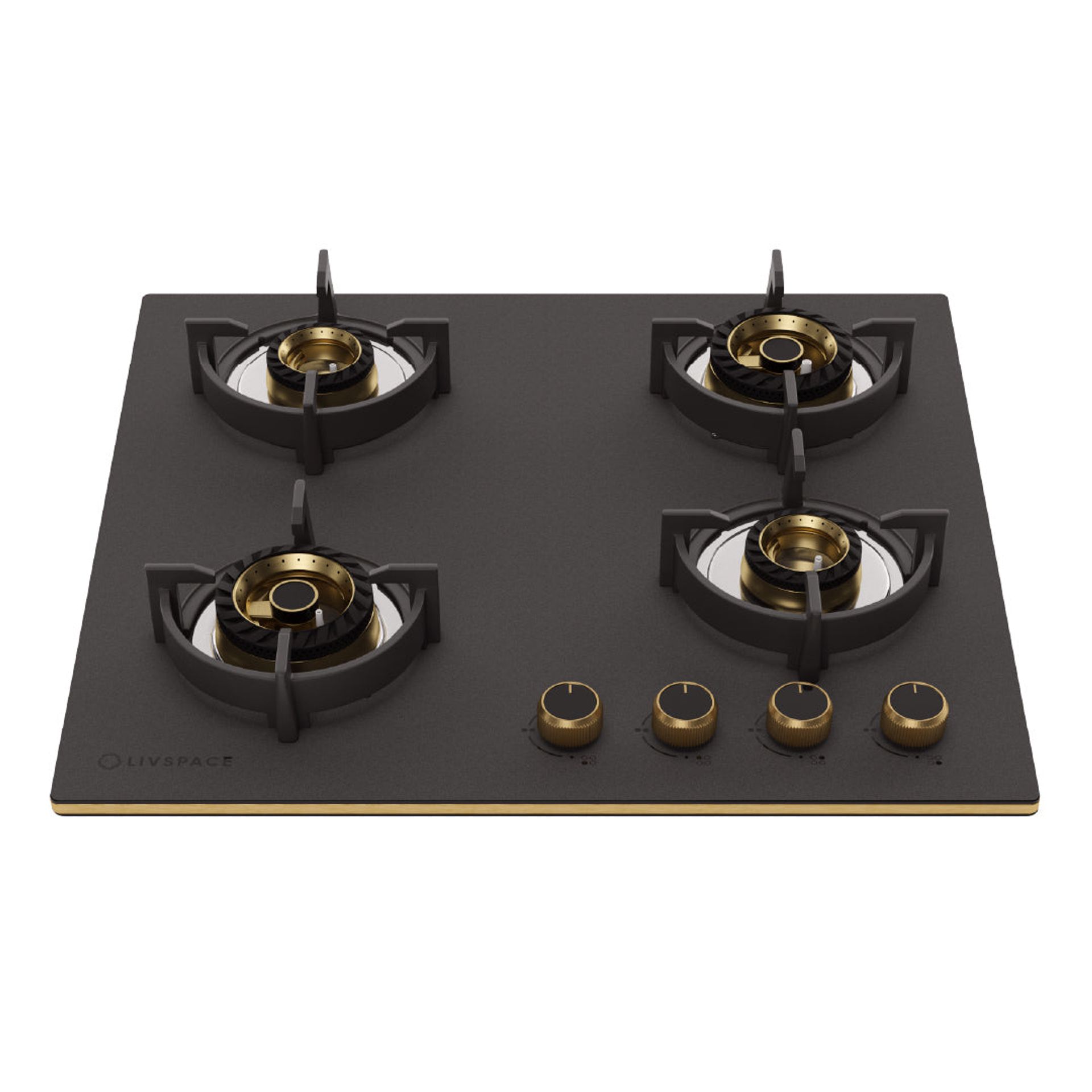 Intellia Matt Auto Ignition 595 mm 4 Brass Burner Hob | Intellia HBM4B60