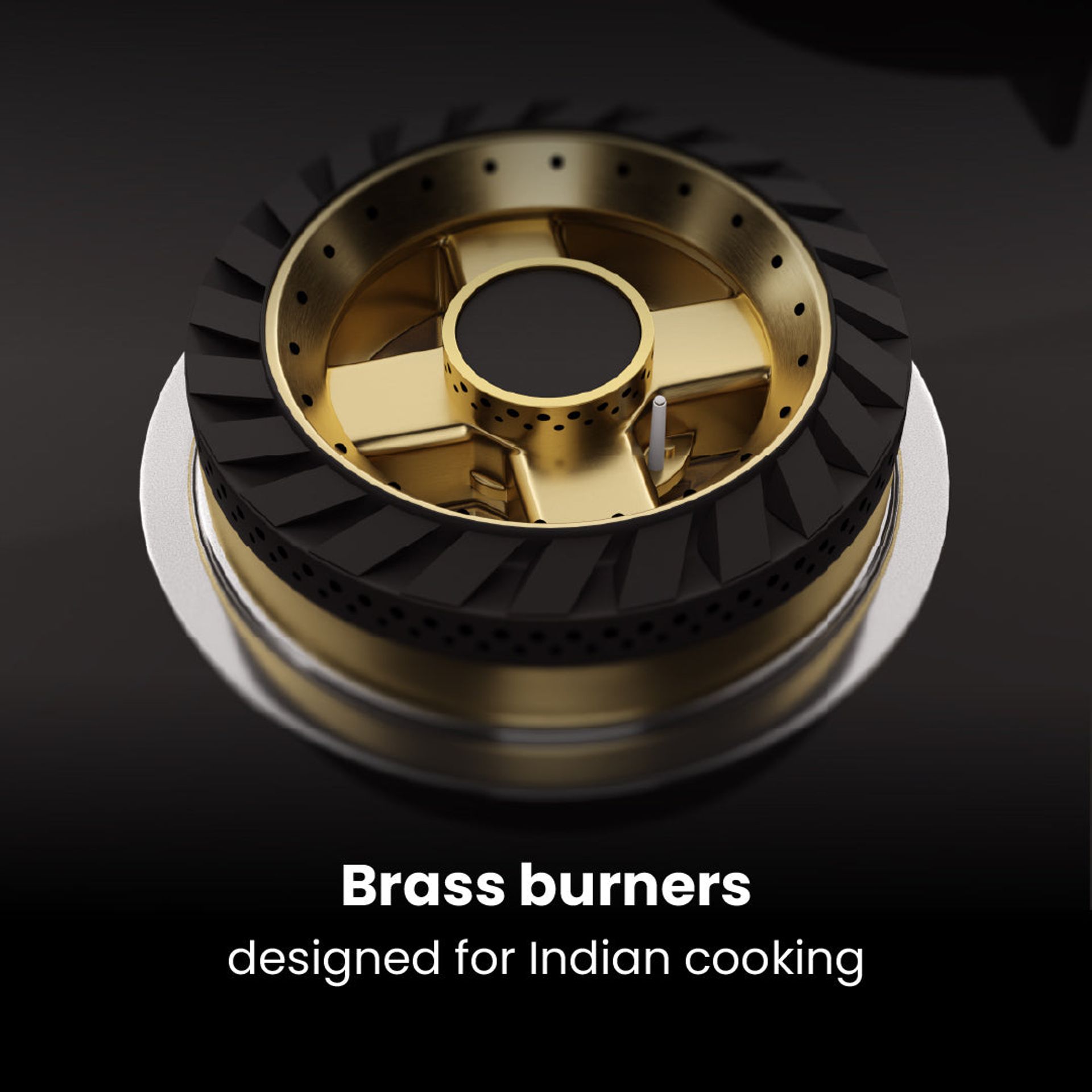 Intellia Gloss Auto Ignition 900 mm 4 Brass Burner Hob | Intellia HBG4B90