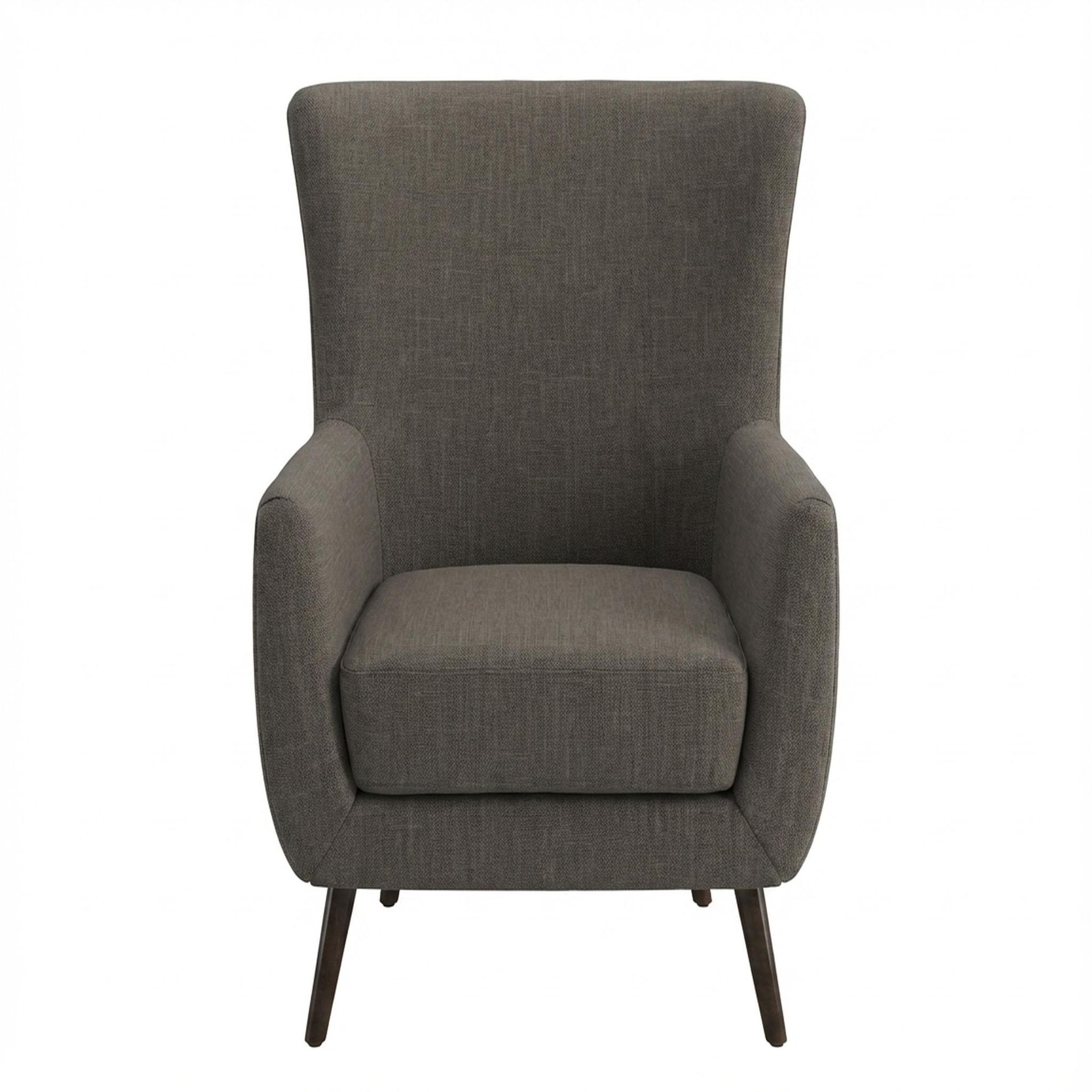 Avery Wingback Accent Chair, Coco Walnut Legs Essential Chestnut Brown Upholstery