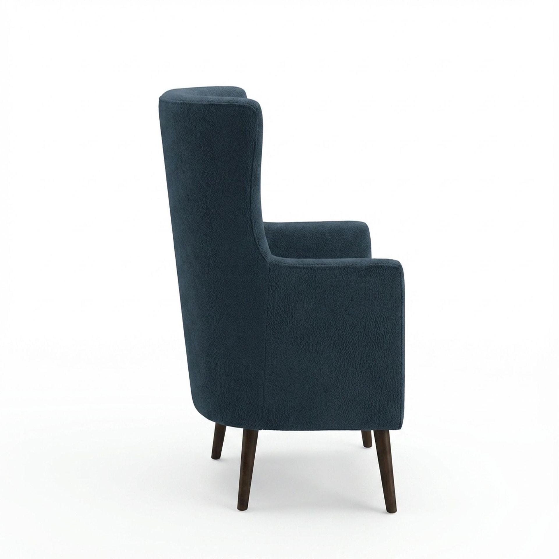 Avery Wingback Accent Chair, Coco Walnut Legs Essential Vintage Blue Upholstery