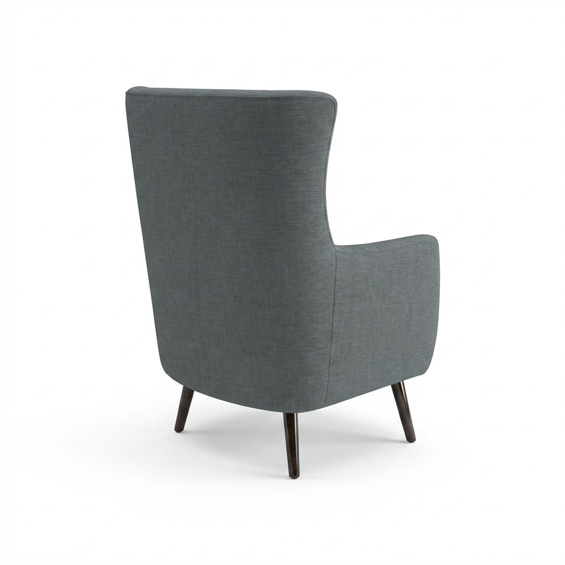 Avery Wingback Accent Chair, Coco Walnut Legs Premium Steel Grey Upholstery