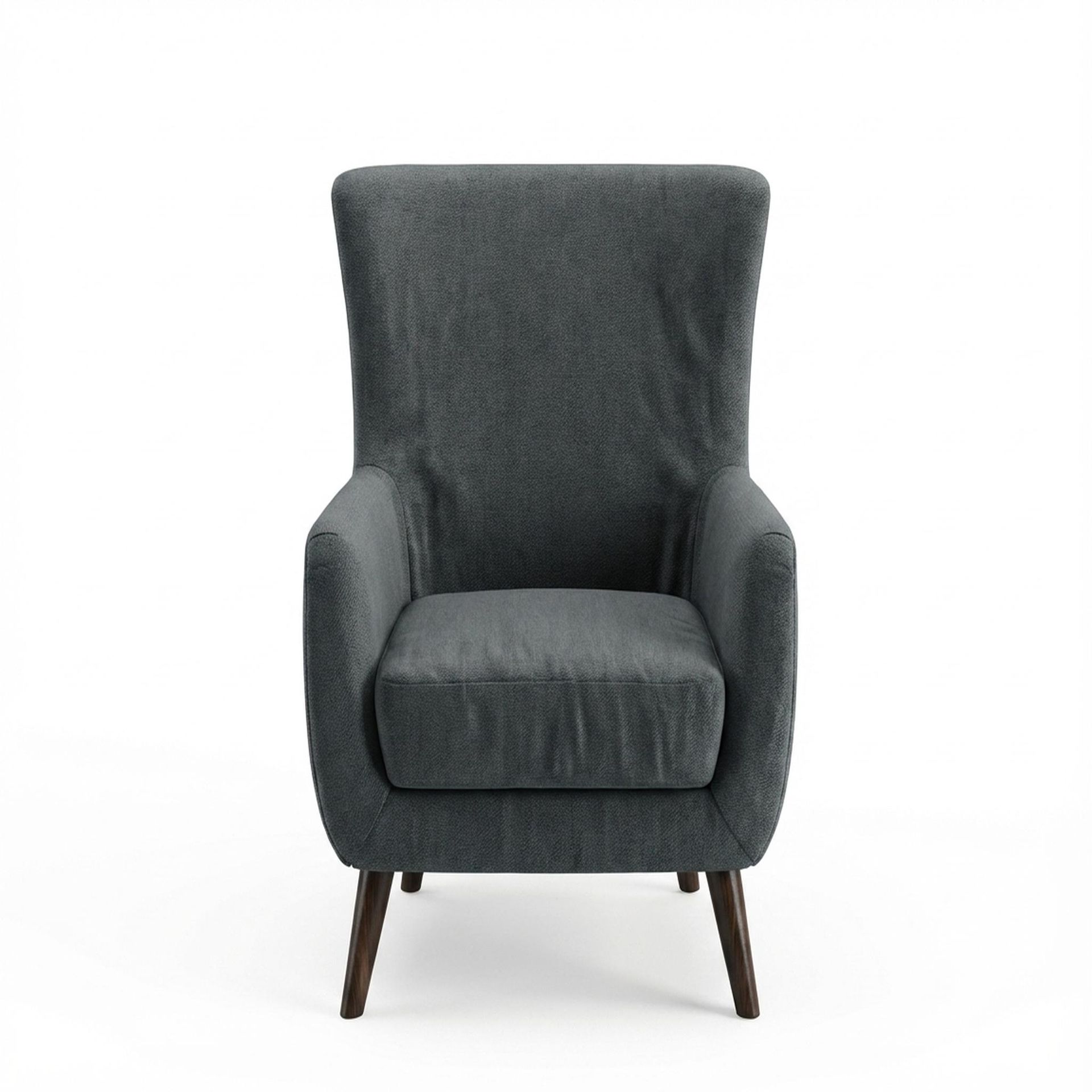Avery Wingback Accent Chair, Coco Walnut Legs Premium Fog Grey Upholstery