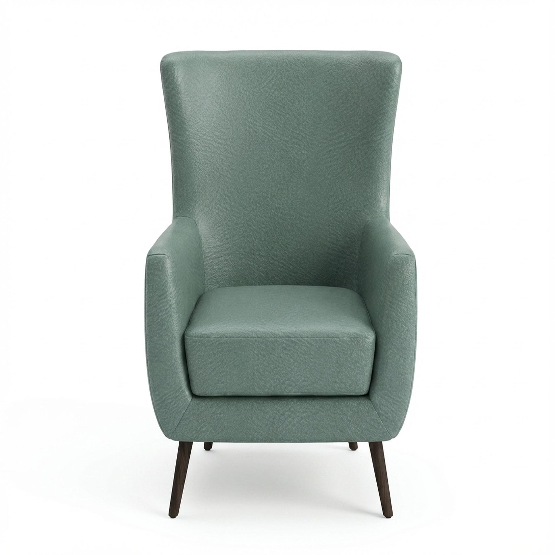 Avery Wingback Accent Chair, Coco Walnut Legs Premium Mint Green Upholstery