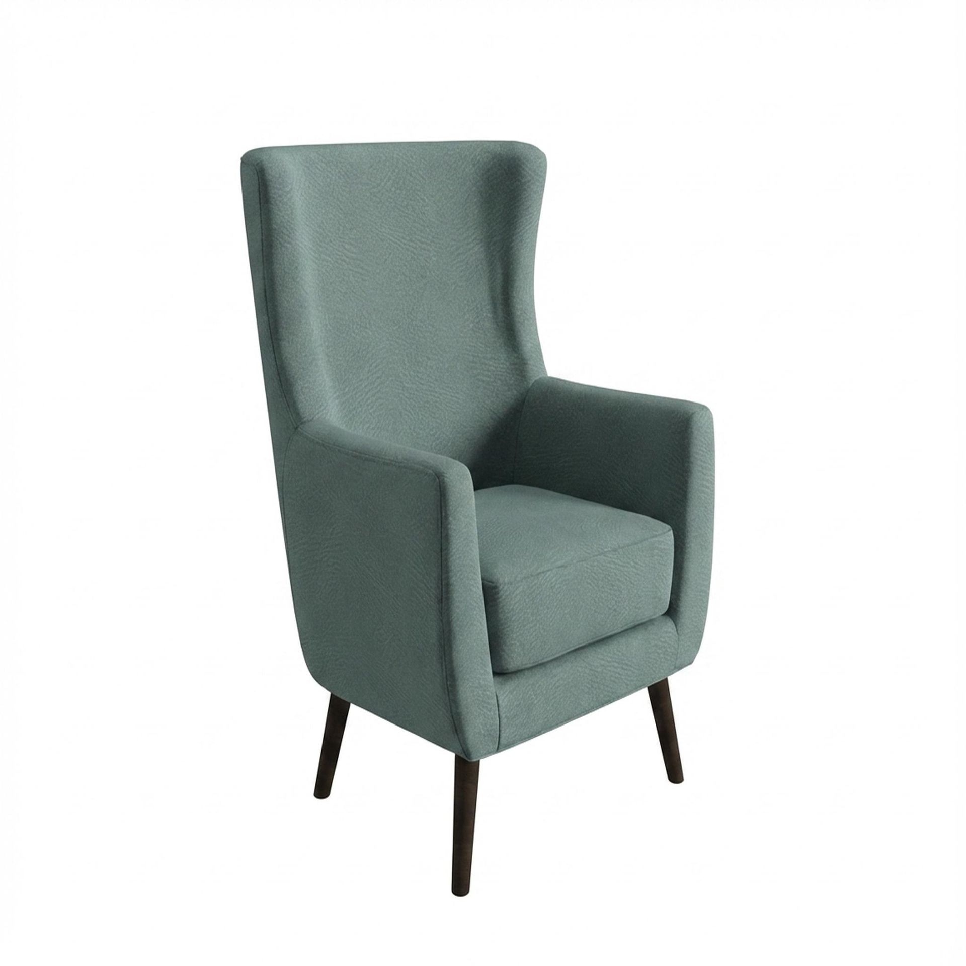 Avery Wingback Accent Chair, Coco Walnut Legs Premium Mint Green Upholstery