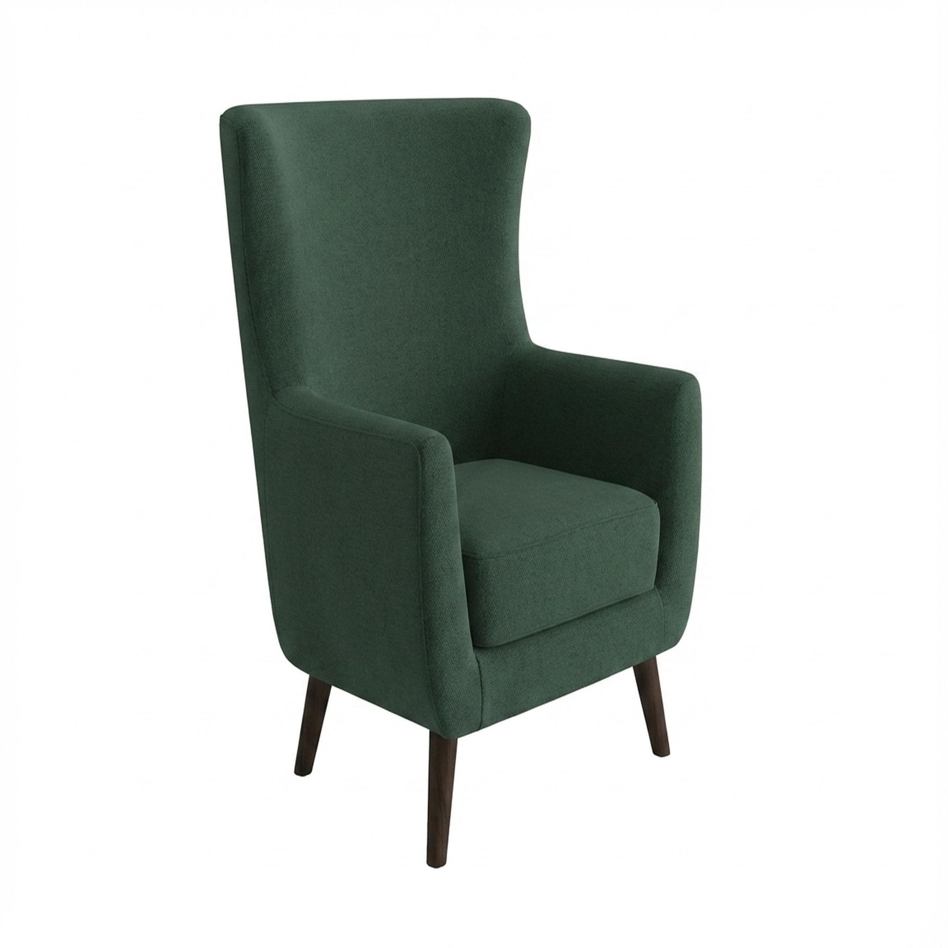 Avery Wingback Accent Chair, Coco Walnut Legs Premium Powder green Upholstery