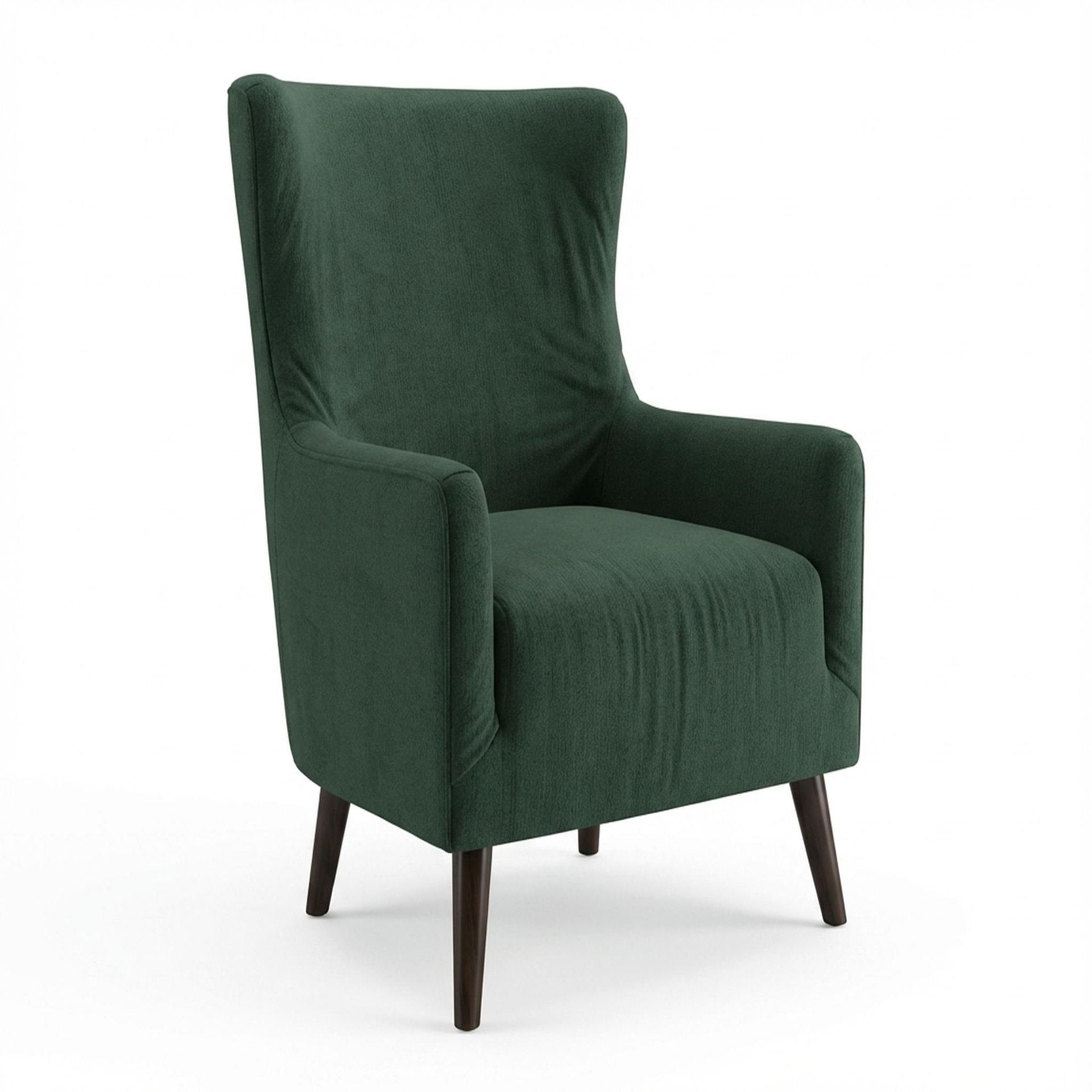 Avery Wingback Accent Chair, Coco Walnut Legs Premium Powder green Upholstery
