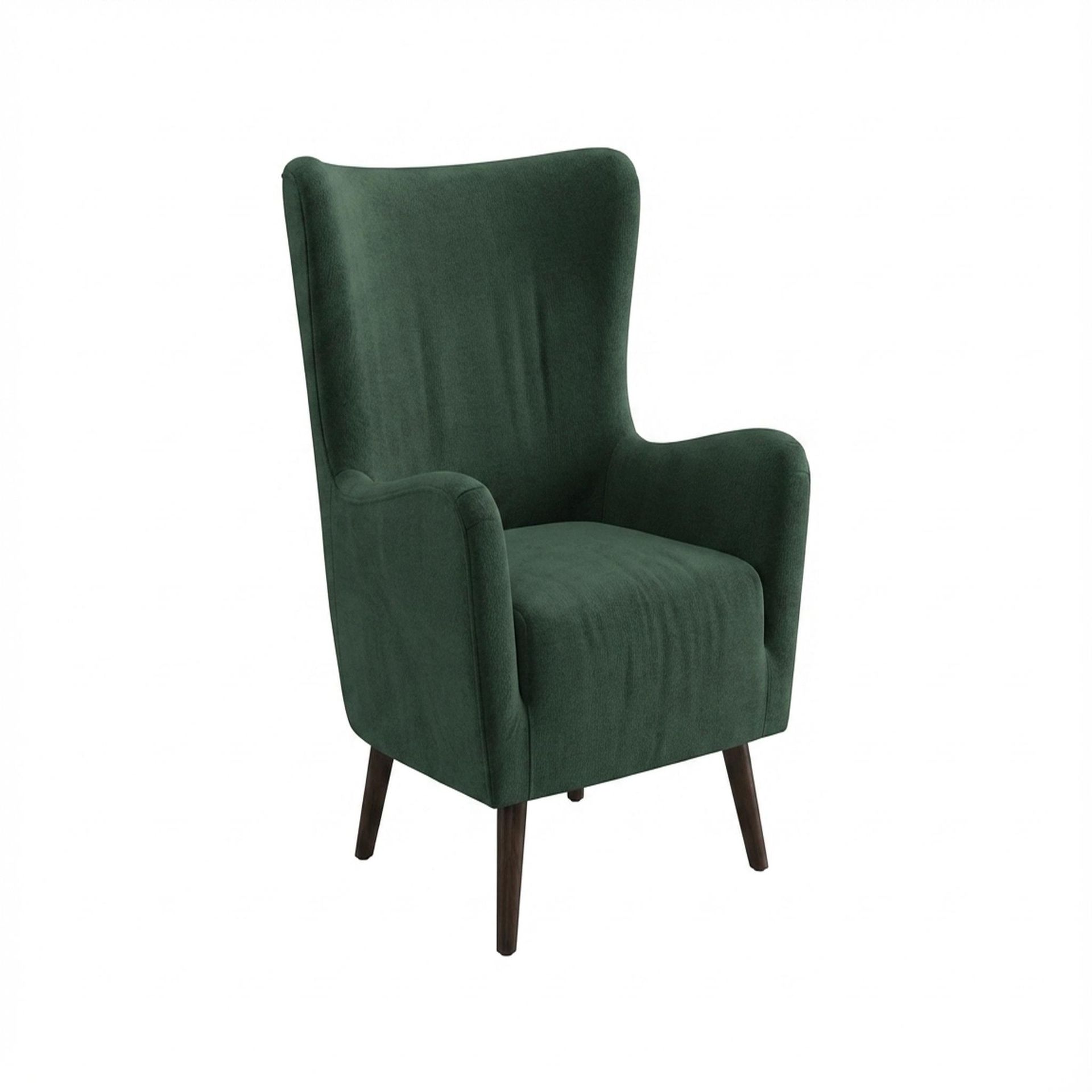 Avery Wingback Accent Chair, Coco Walnut Legs Premium Powder green Upholstery