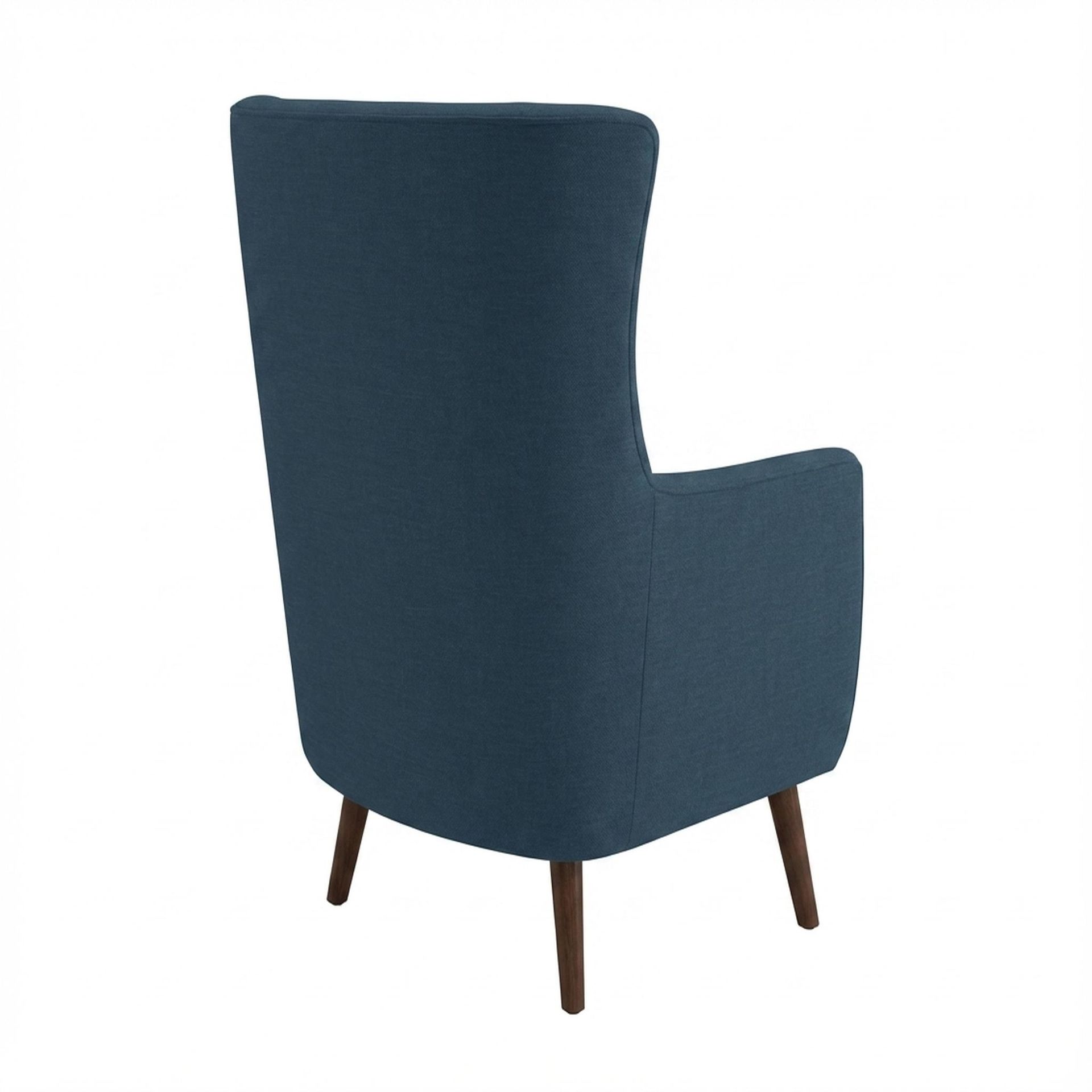 Avery Wingback Accent Chair, Warm Cedar Legs Essential Aegean Blue Upholstery