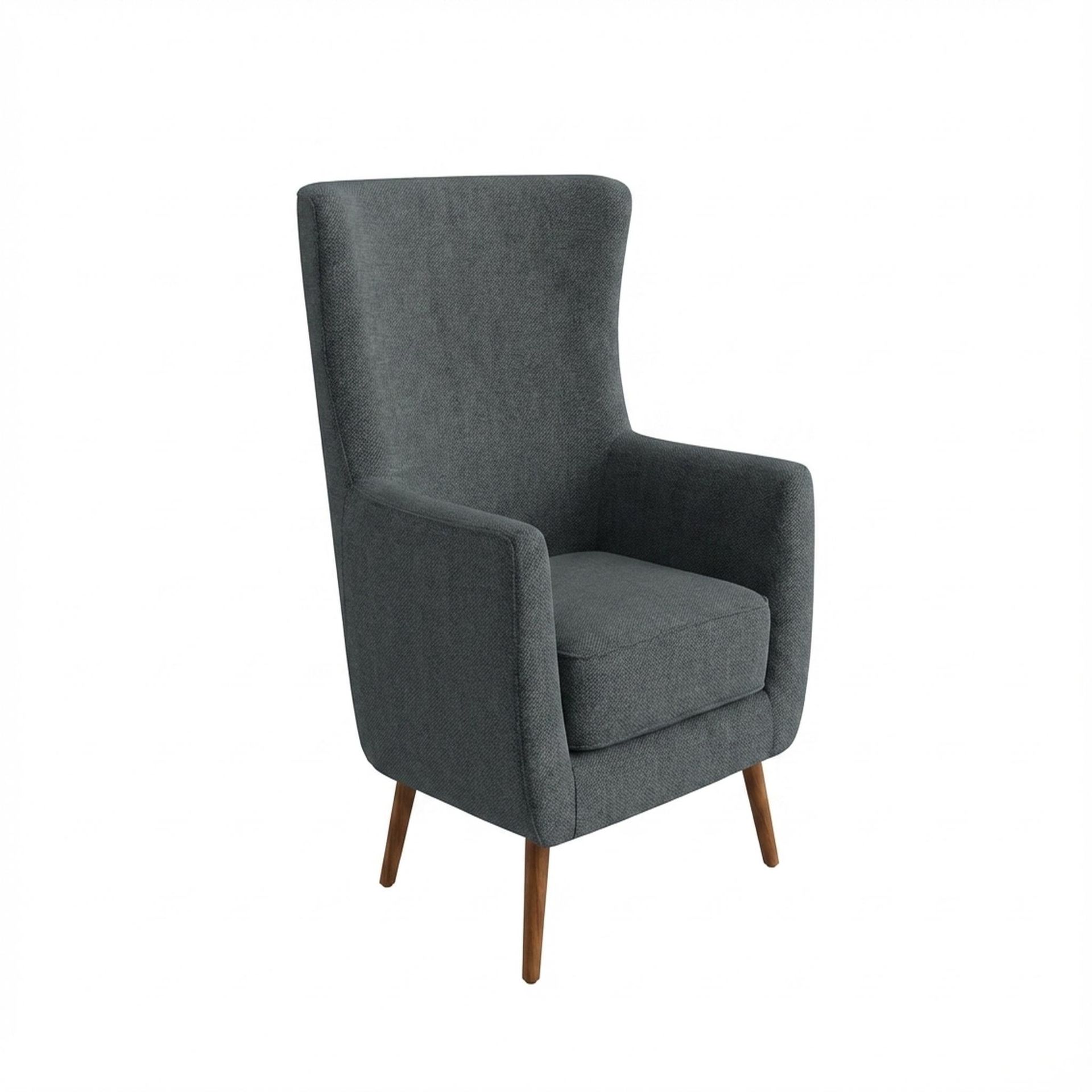 Avery Wingback Accent Chair, Warm Cedar Legs Premium Fog Grey Upholstery