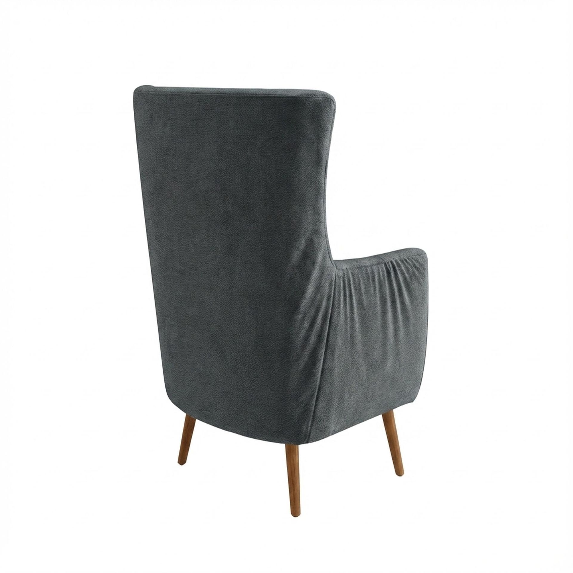 Avery Wingback Accent Chair, Warm Cedar Legs Premium Fog Grey Upholstery