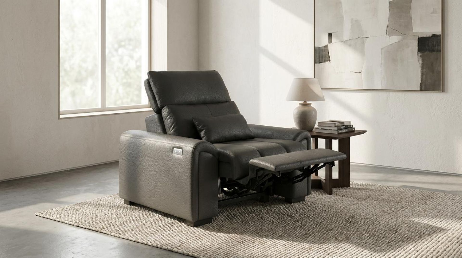 Eldur Relaxed Seat, 1 Seater ( 1 RR), Chelsea Grey Aura Leather Essential