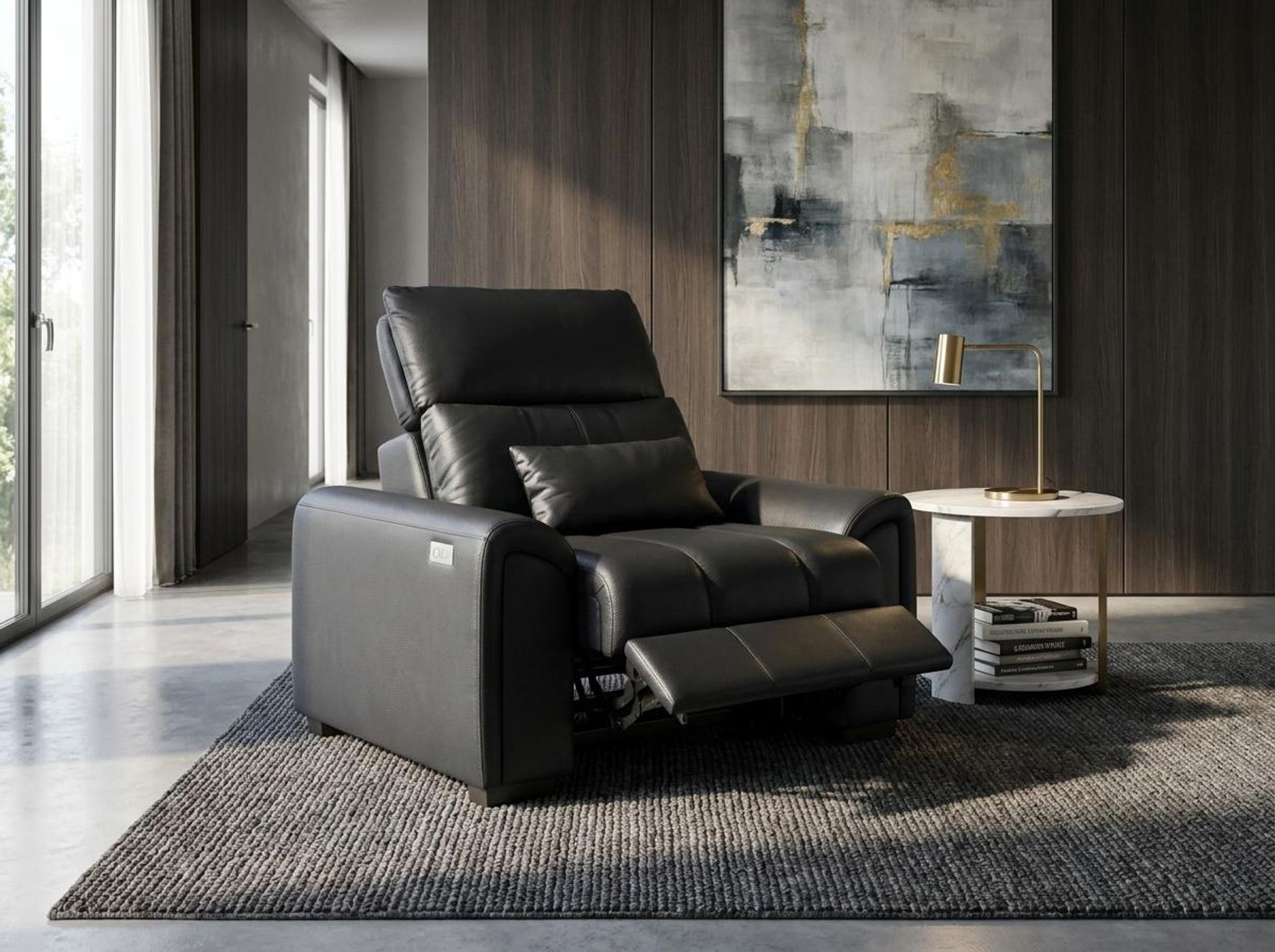 Eldur Relaxed Seat, 1 Seater ( 1 RR), Mellow Black Leather Essential