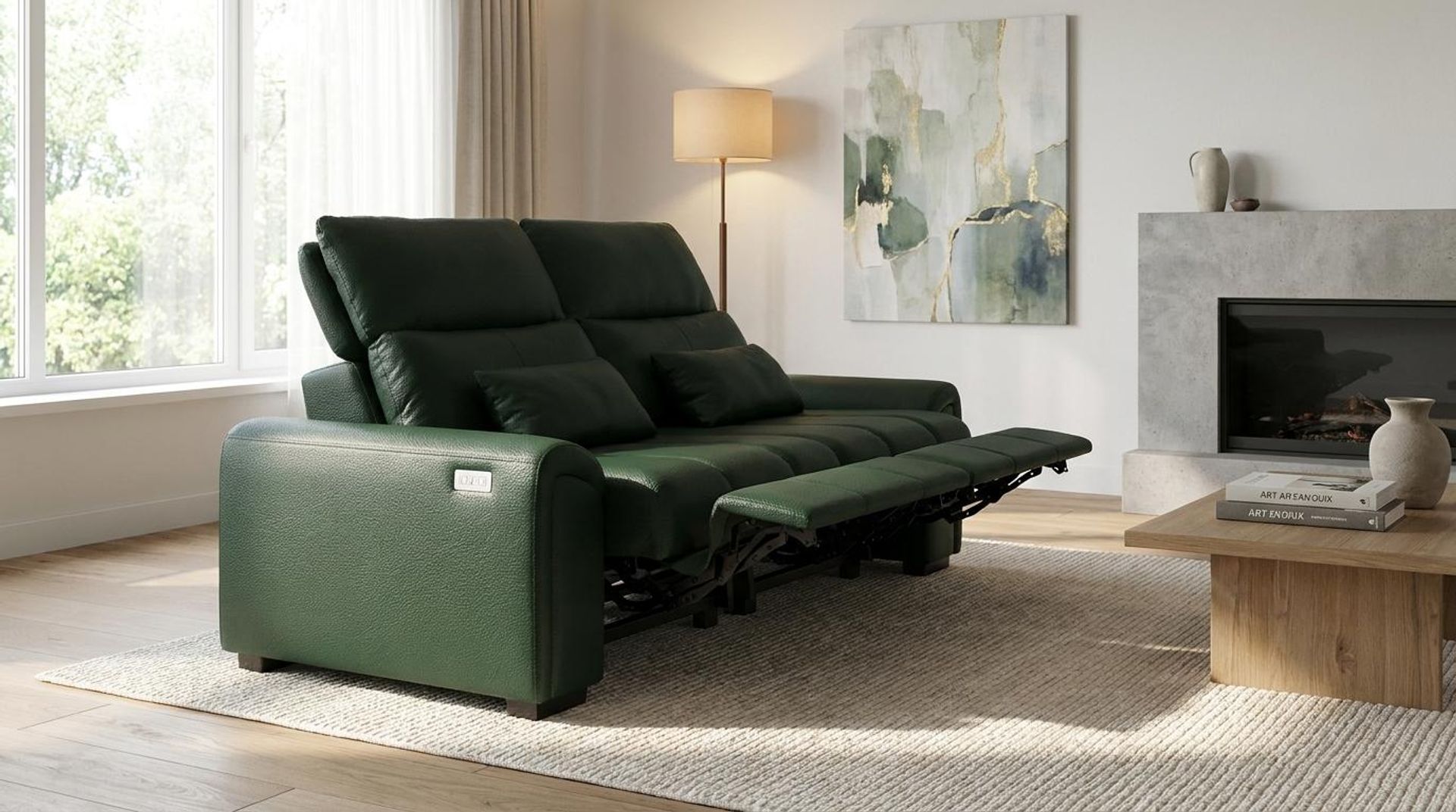 Eldur Relaxed Seat, 2 Seater ( 2 RR), Valencia Green Vegan Leather