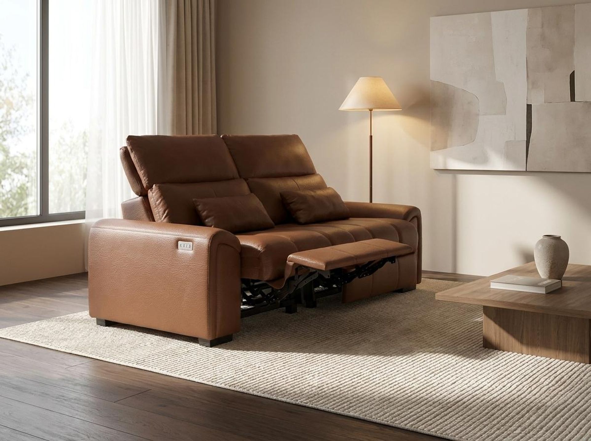 Eldur Relaxed Seat, 2 Seater ( 2 RR), Tan Classic Leather Essential