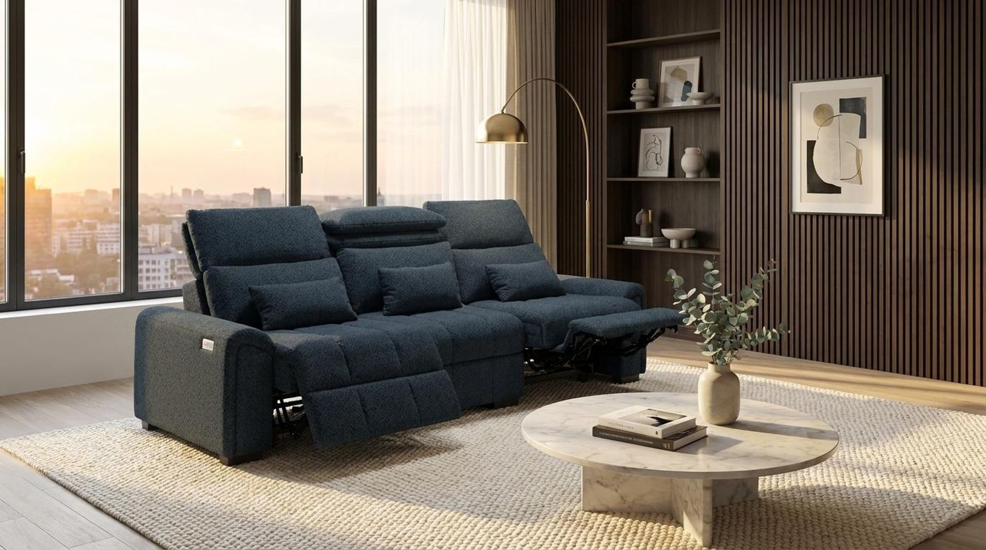 Eldur Relaxed Seat, 3 Seater (2 RR), Royal Ink Elite