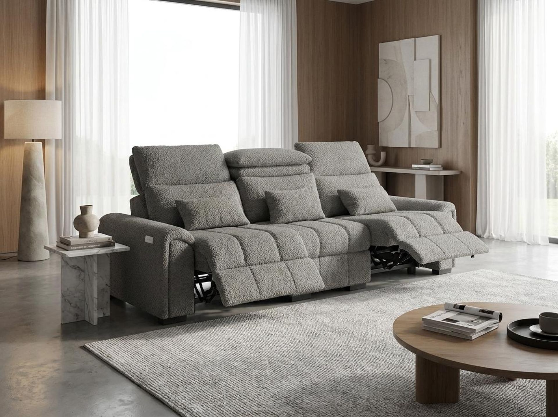 Eldur Relaxed Seat, 3 Seater (2 RR), Clay Beige Elite