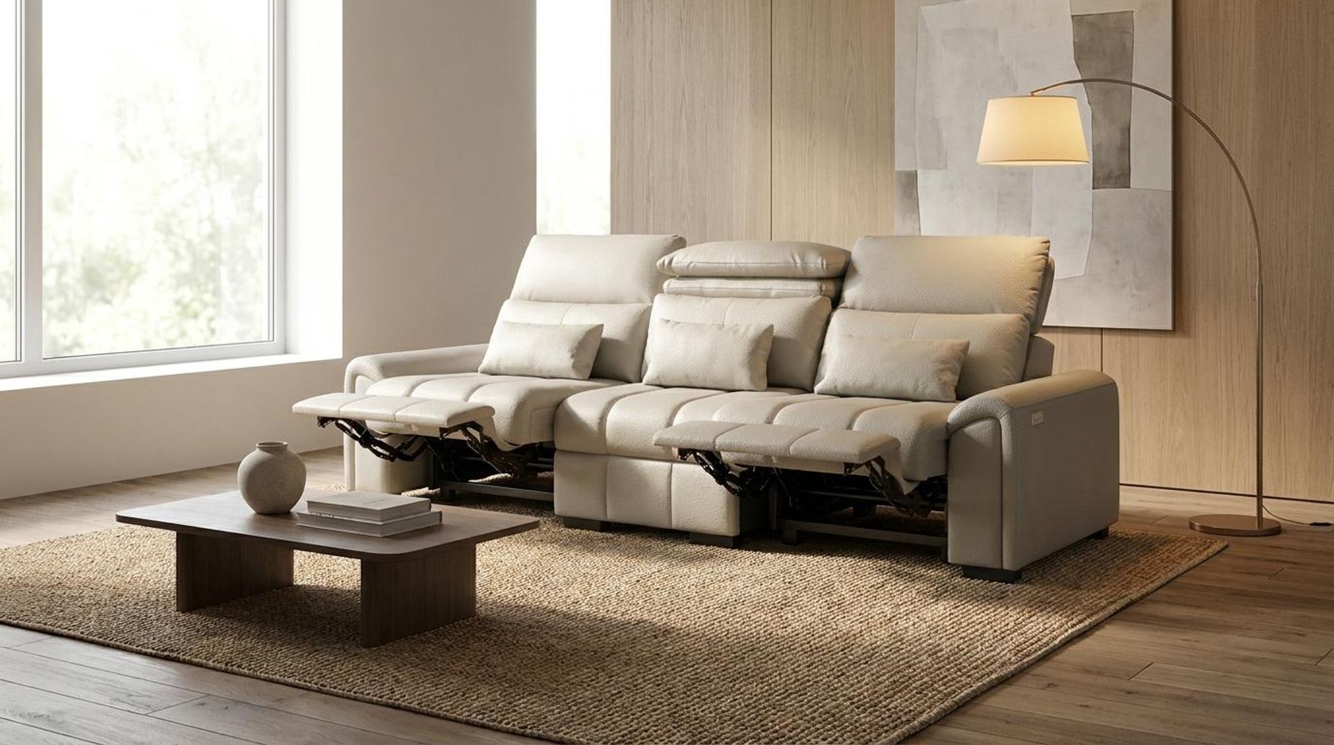 Eldur Relaxed Seat, 3 Seater (2 RR), Alabaster Veil Vegan Leather