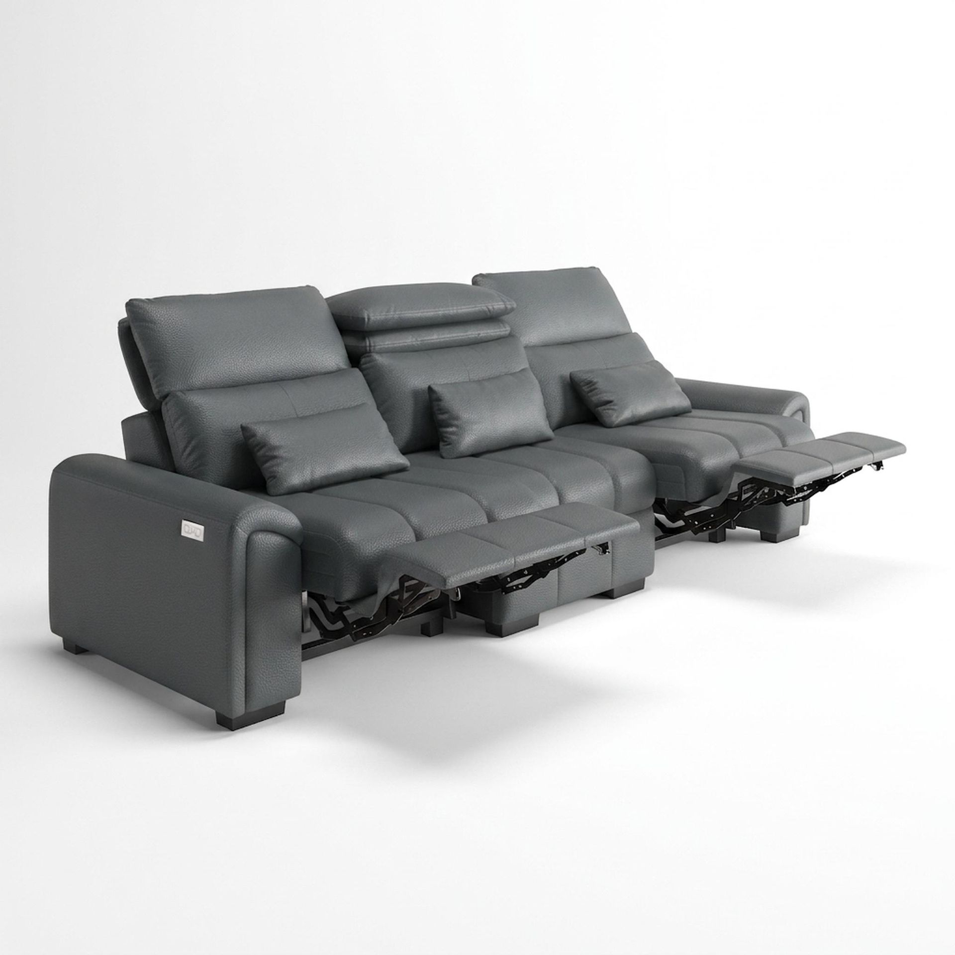 Eldur Relaxed Seat, 3 Seater (2 RR), Chelsea Grey Aura Leather Essential