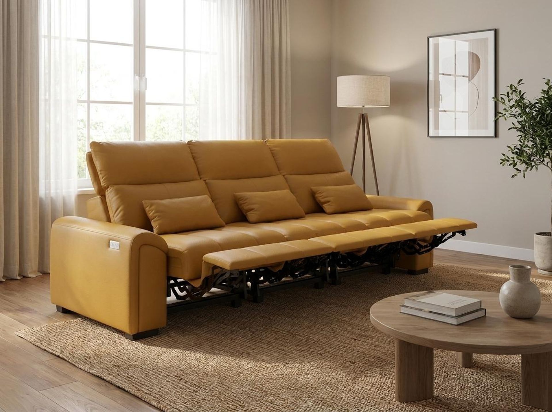 Eldur Relaxed Seat, 3 Seater (3 RR), Golden Temple Aura Leather Essential