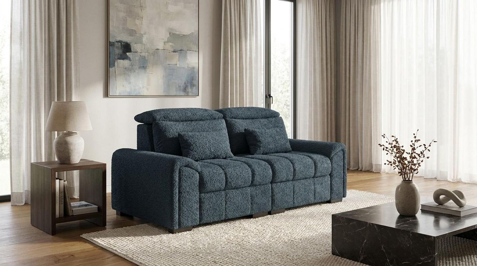 Eldur Relaxed Seat, 2 Seater Sofa, Royal Ink Elite