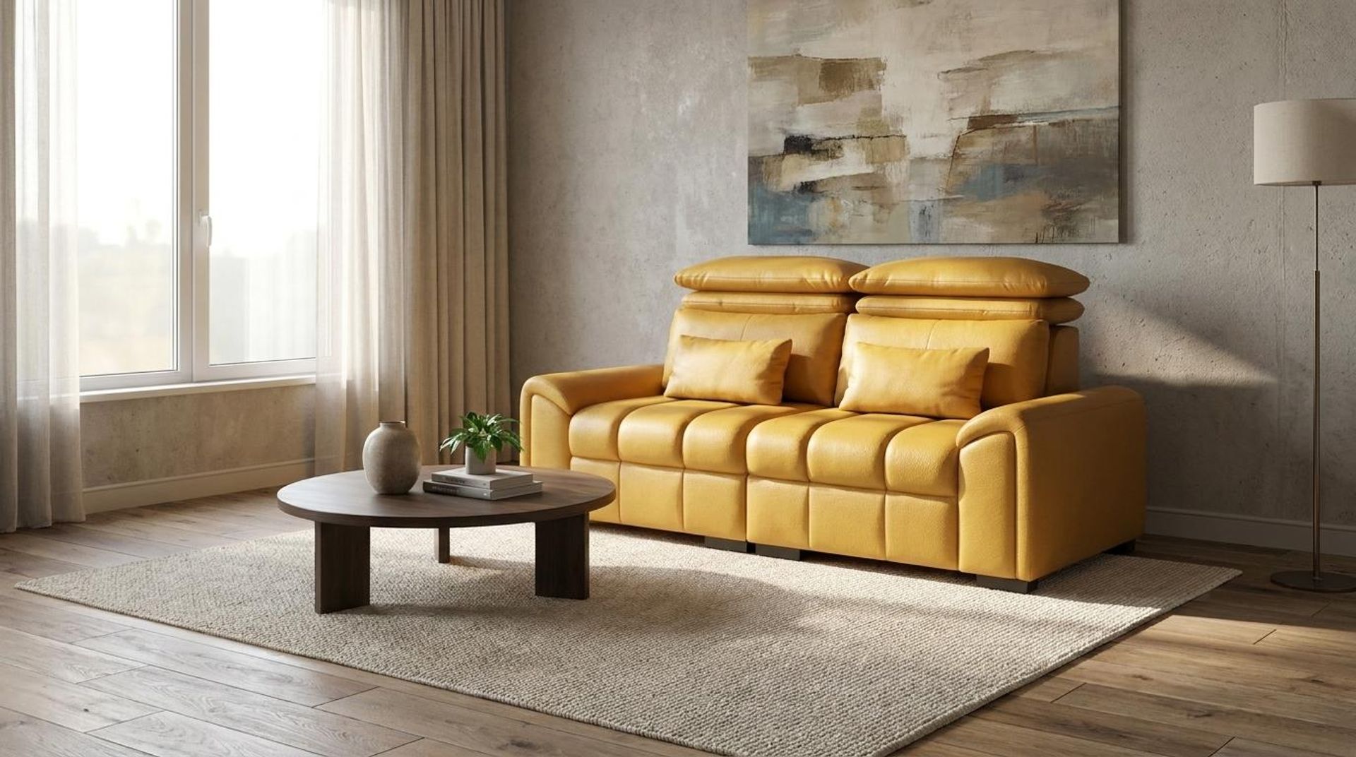 Eldur Relaxed Seat, 2 Seater Sofa, Golden Temple Aura Leather Essential