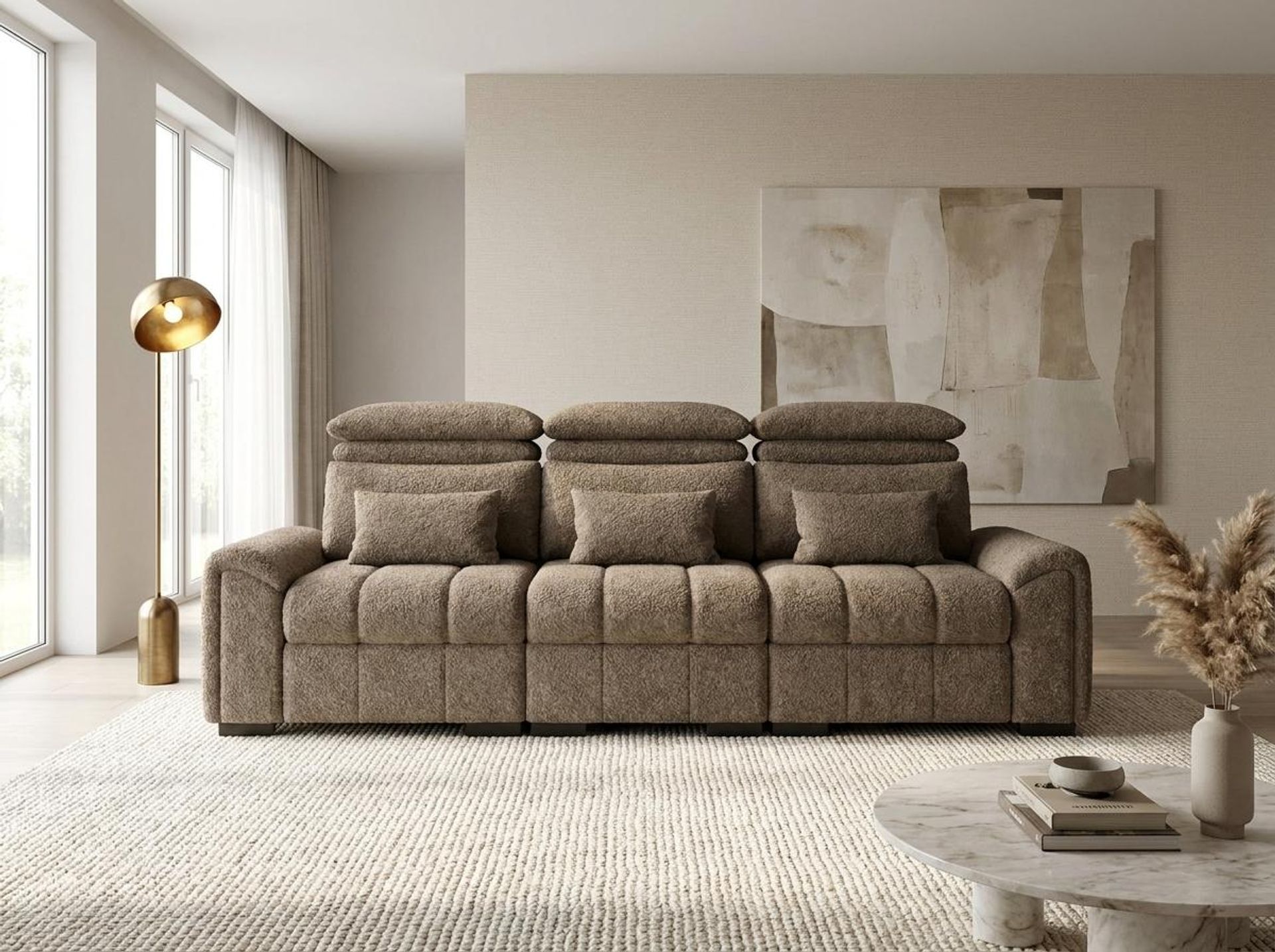 Eldur Relaxed Seat, 3 Seater Sofa, Antique Camel Elite