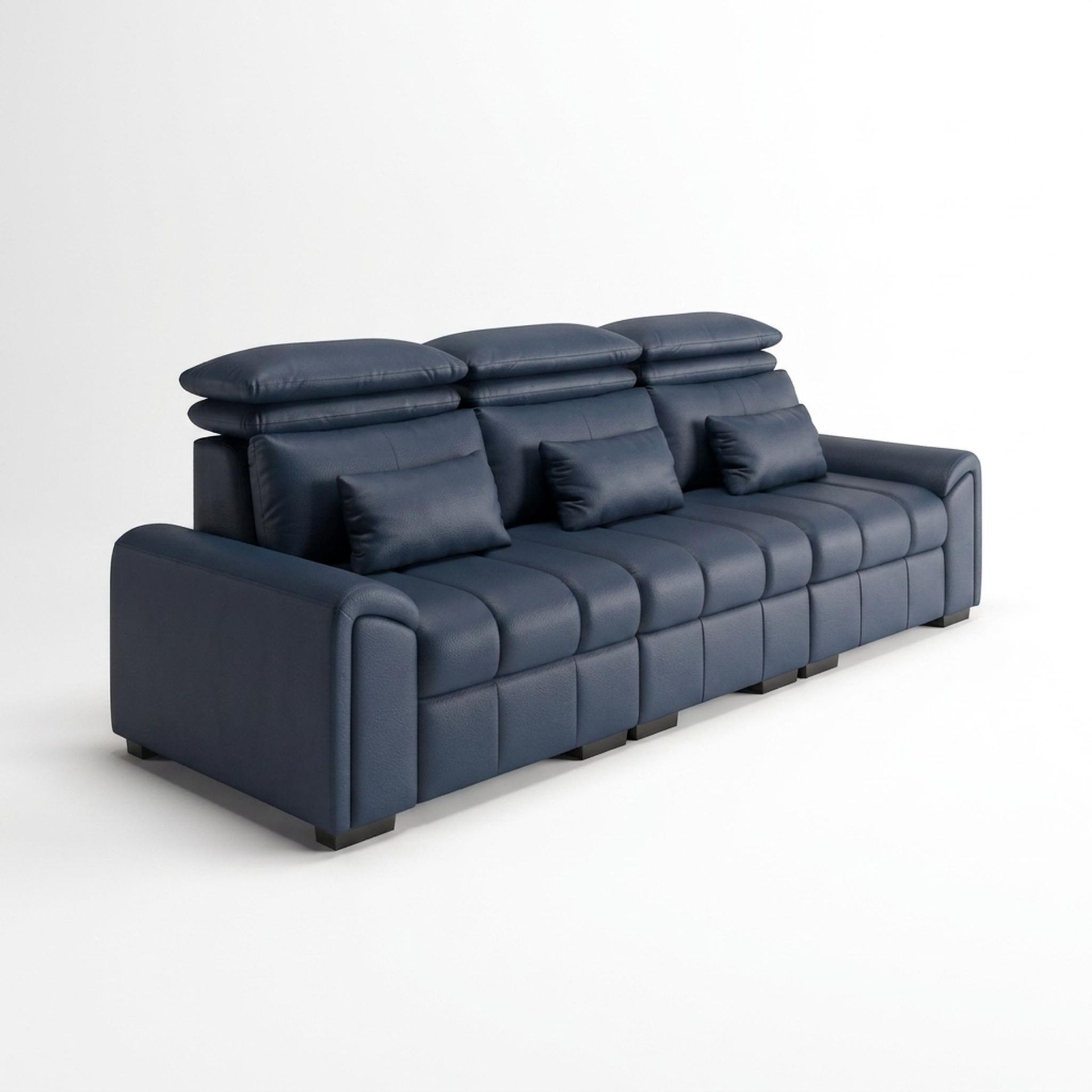 Eldur Relaxed Seat, 3 Seater Sofa, Cobalt Vegan Leather