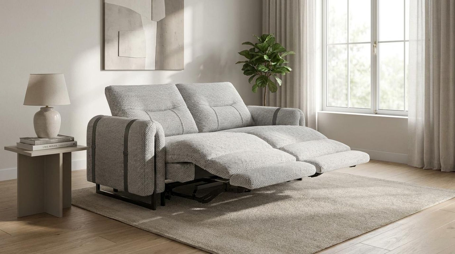 Fergus Relaxed Seat,Electric Recliner Mechanism, 2 Seater ( 2 RR), Opaline Snow Elite