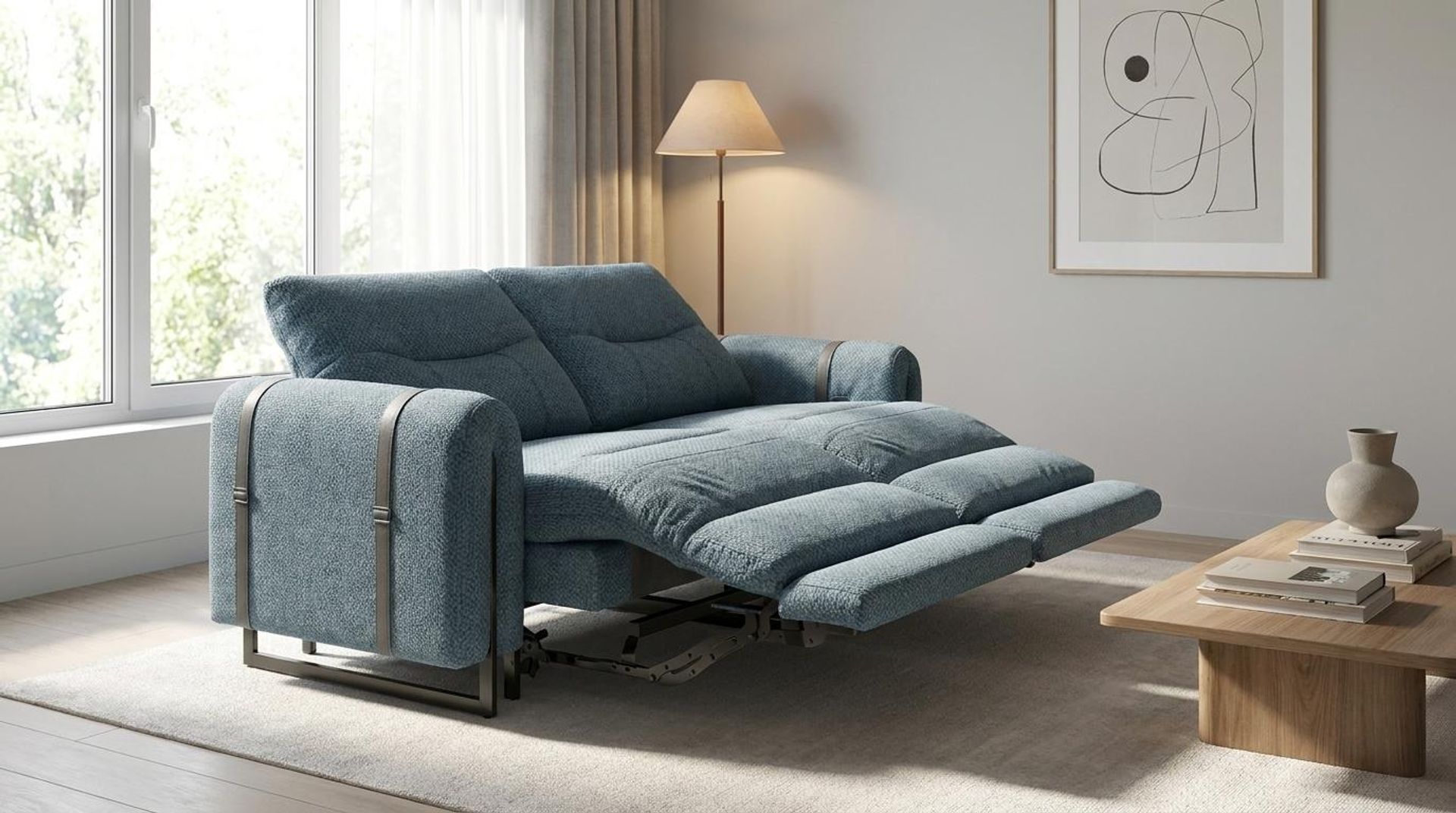 Fergus Relaxed Seat,Electric Recliner Mechanism, 2 Seater ( 2 RR), Steel Mist Elite