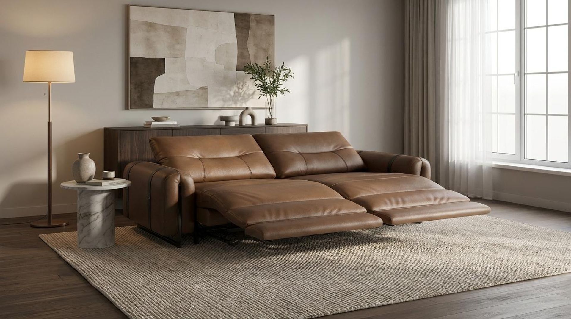 Fergus Relaxed Seat,Electric Recliner Mechanism, 2 Seater ( 2 RR), Cocoa Velvet Vegan Leather