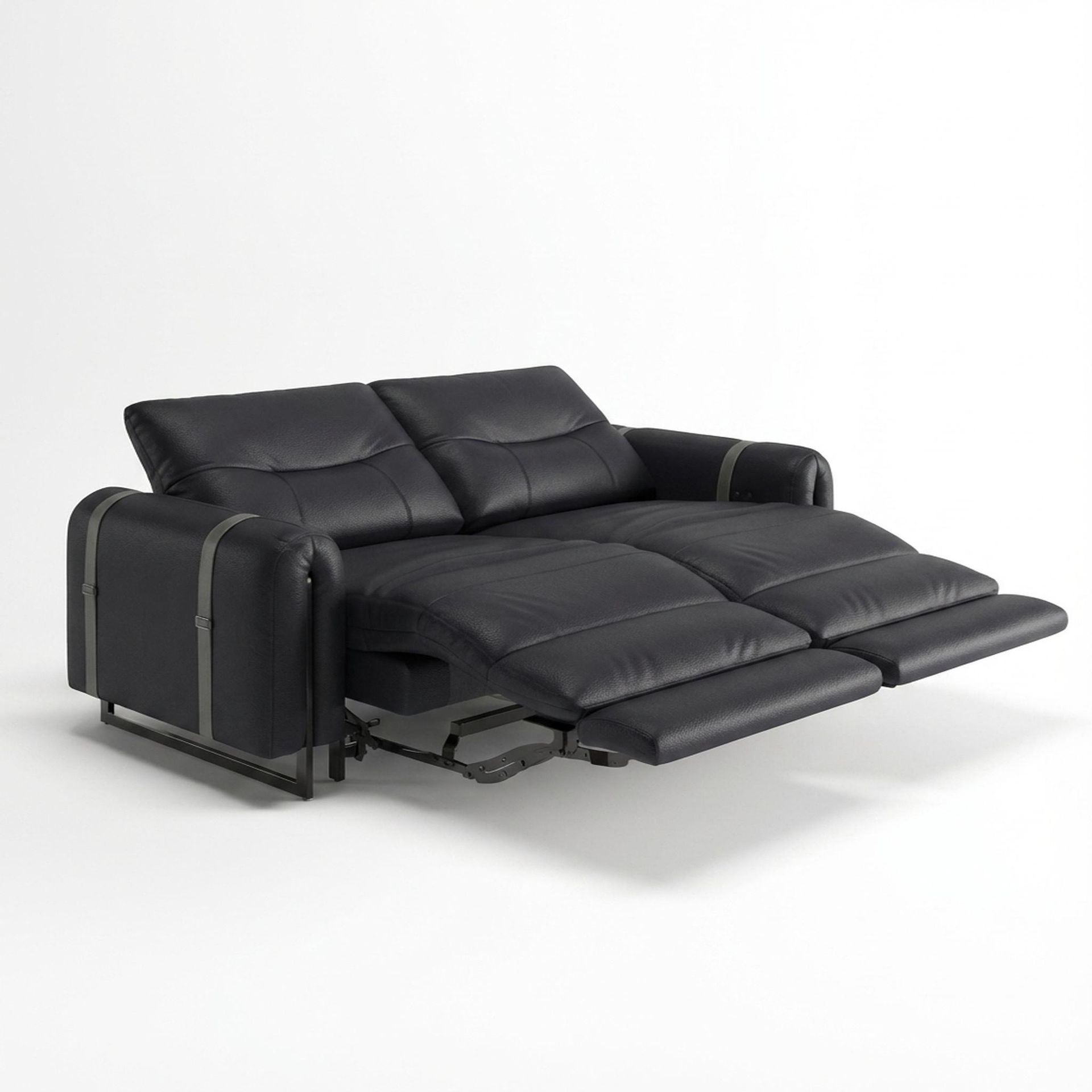 Fergus Relaxed Seat,Electric Recliner Mechanism, 2 Seater ( 2 RR), Mellow Black Leather Essential