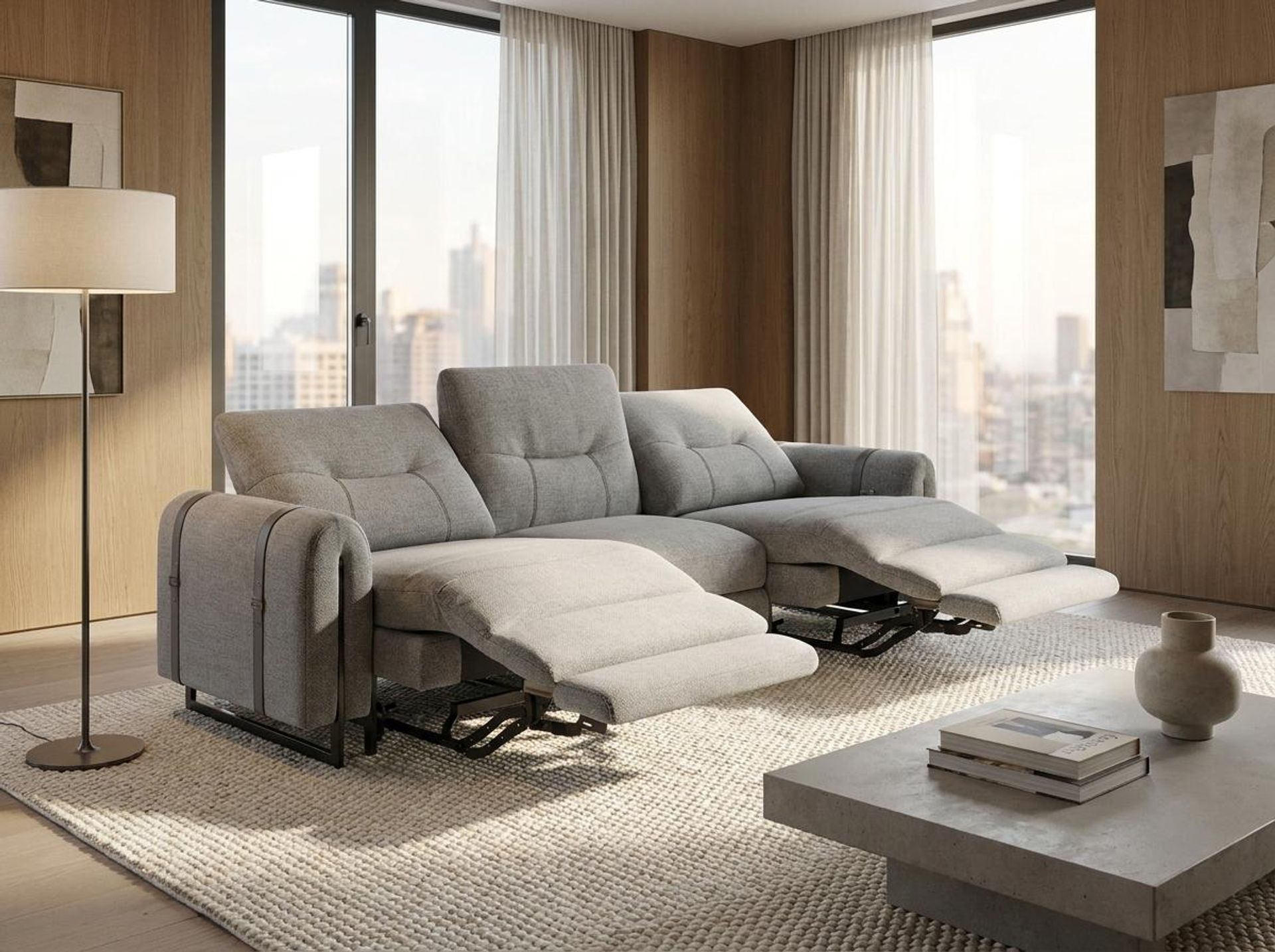 Fergus Relaxed Seat,Electric Recliner Mechanism, 3 Seater (2 RR), Opaline Snow Elite