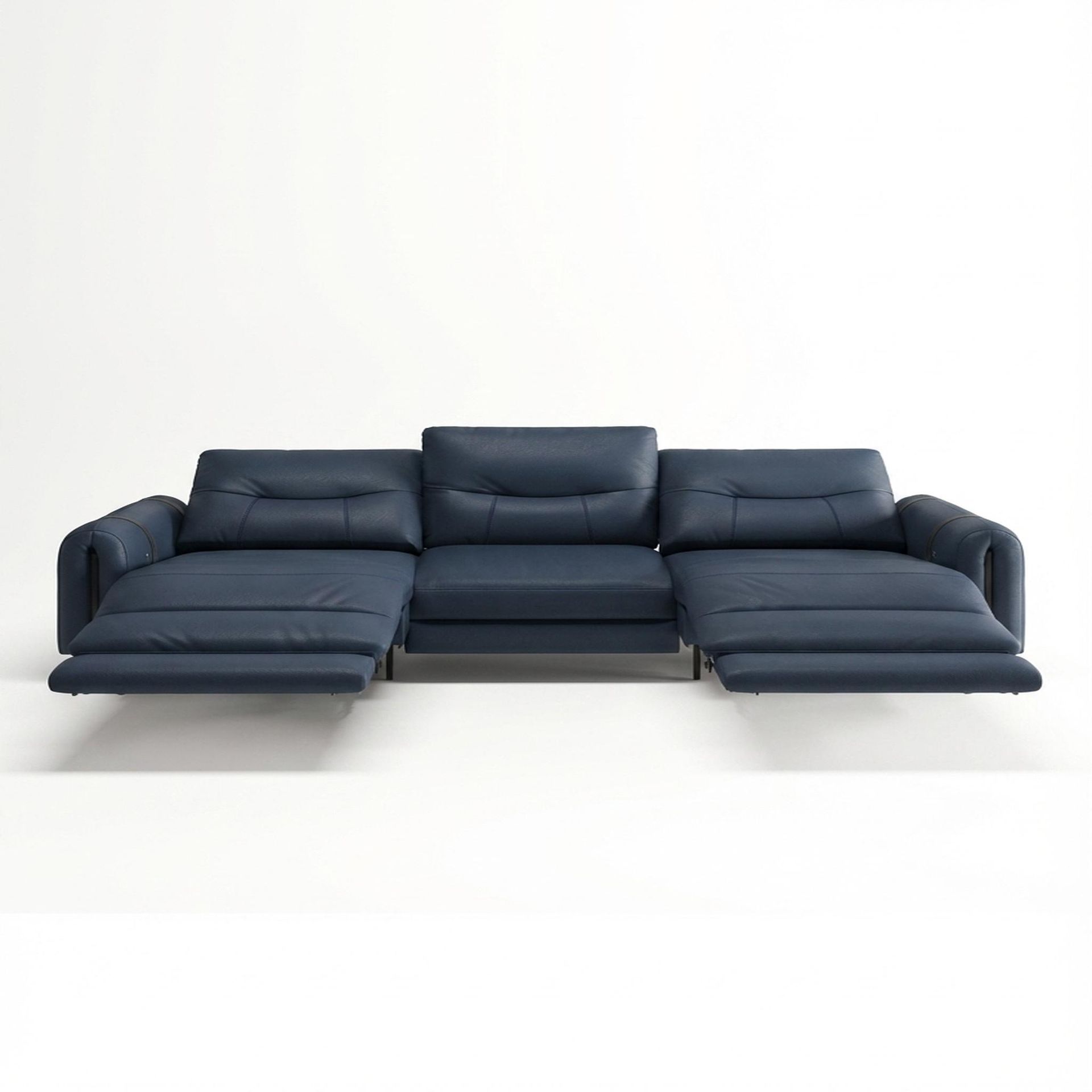 Fergus Relaxed Seat,Electric Recliner Mechanism, 3 Seater (2 RR), Cobalt Vegan Leather