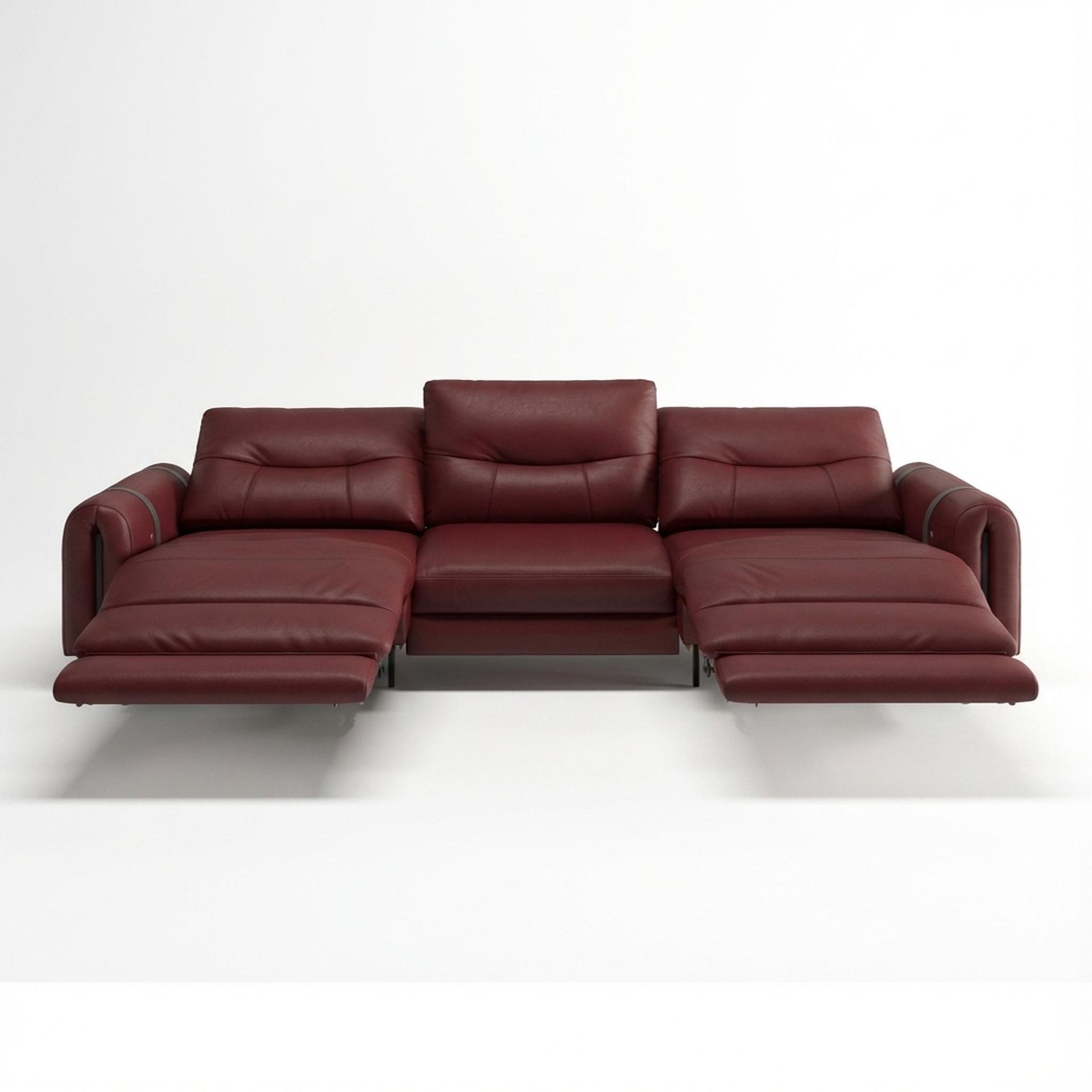 Fergus Relaxed Seat,Electric Recliner Mechanism, 3 Seater (2 RR), Victorian Rosso Grandeur Leather Essential