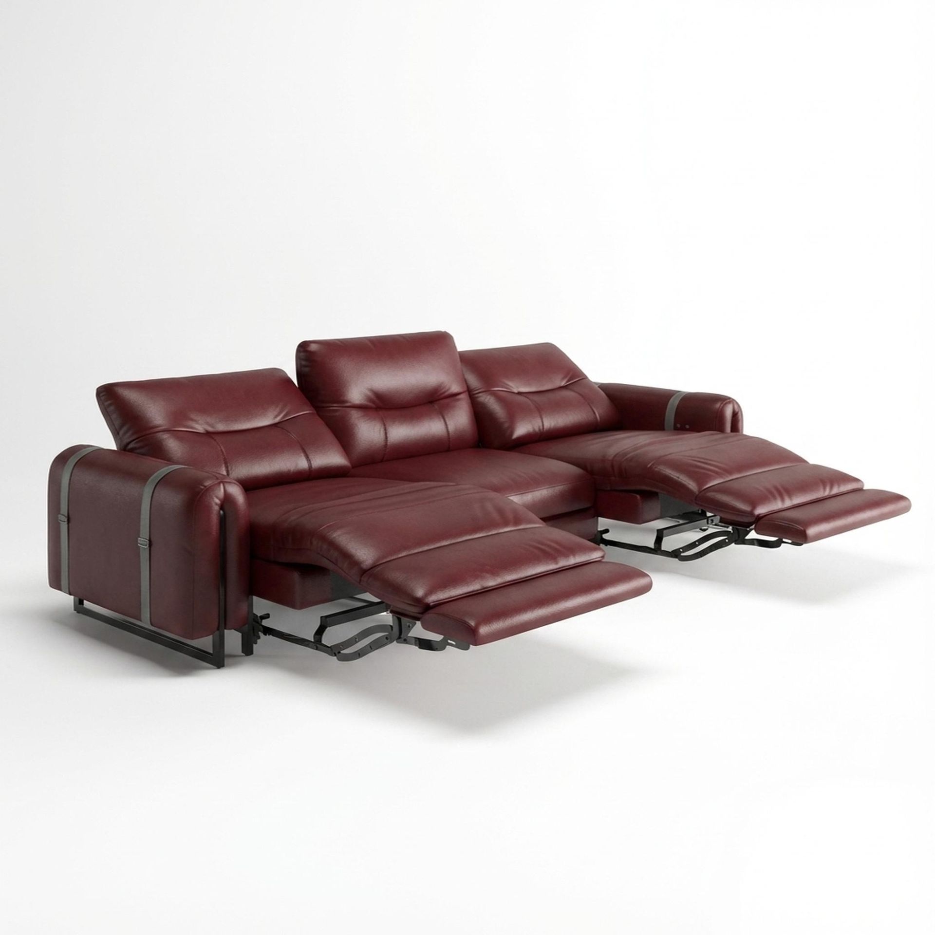 Fergus Relaxed Seat,Electric Recliner Mechanism, 3 Seater (2 RR), Victorian Rosso Grandeur Leather Essential
