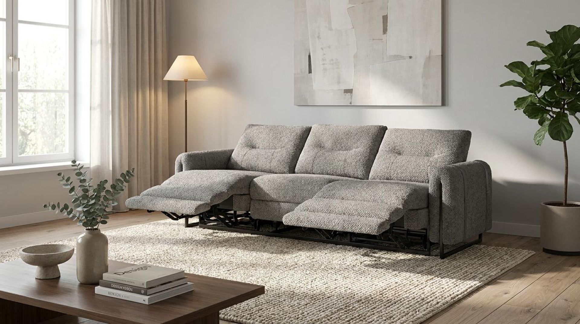 Fergus Relaxed Seat,Electric Recliner Mechanism, 3 Seater (3 RR), Clay Beige Elite