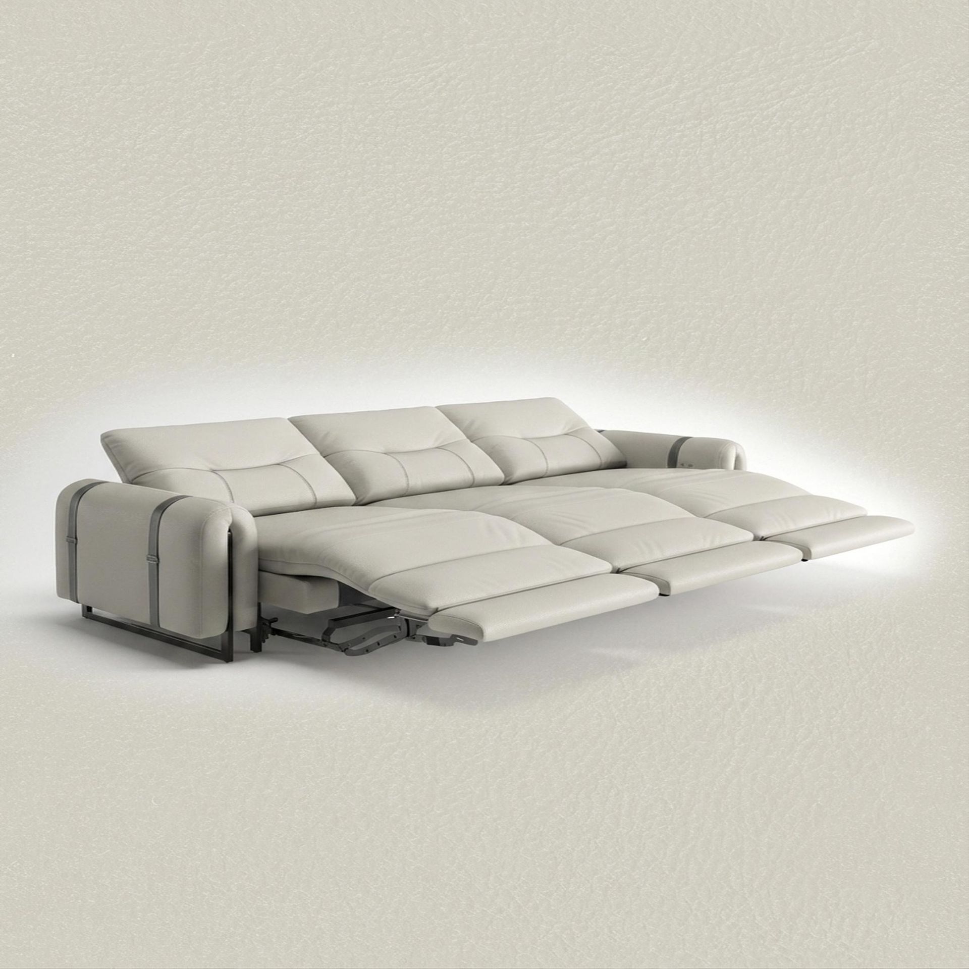 Fergus Relaxed Seat,Electric Recliner Mechanism, 3 Seater (3 RR), Alabaster Veil Vegan Leather