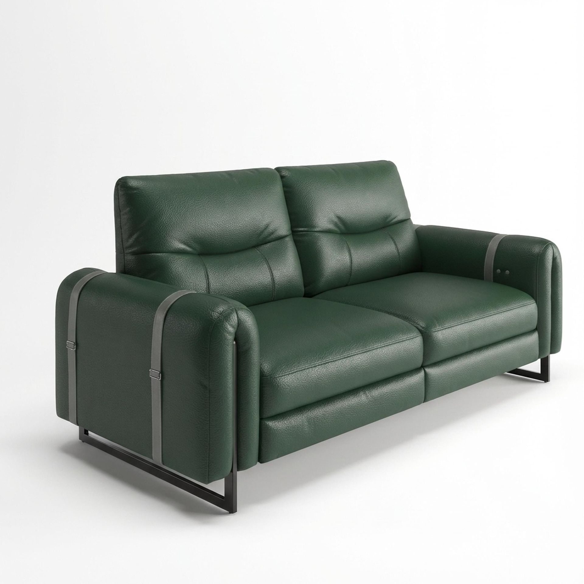 Fergus Relaxed Seat,Static Mechanism, 2 Seater Sofa, Valencia Green Vegan Leather