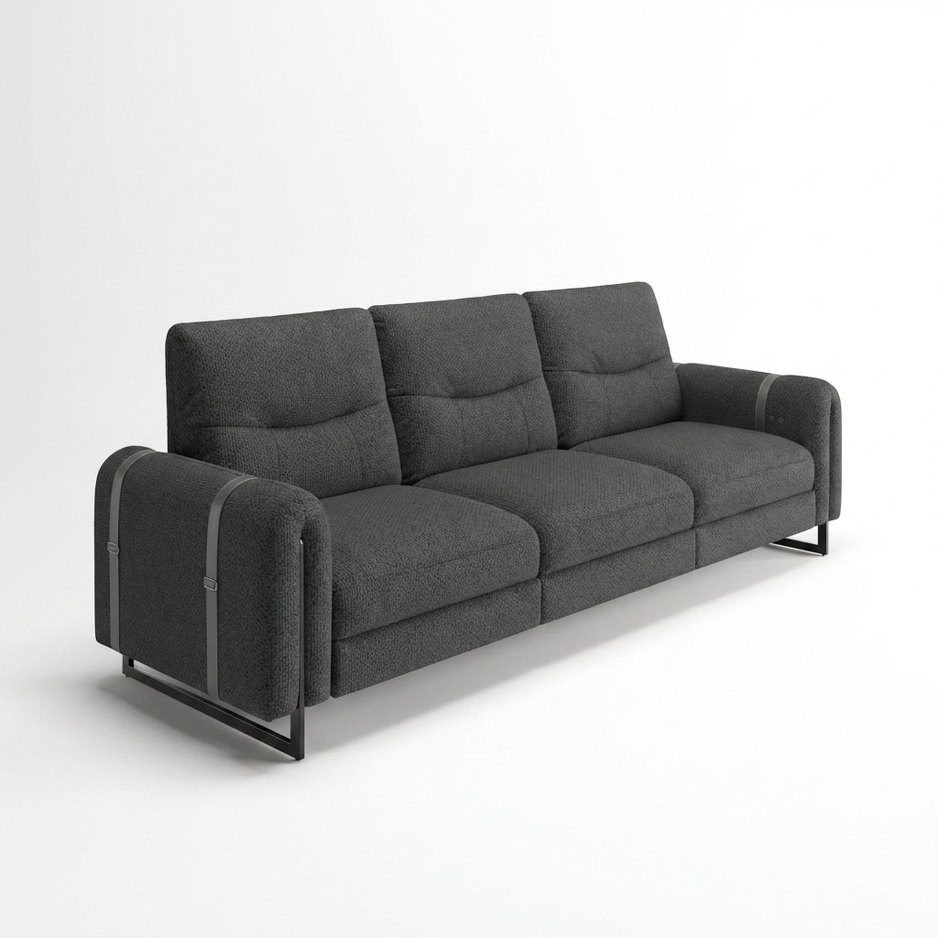Fergus Relaxed Seat,Static Mechanism, 3 Seater Sofa, Graphite Charcoal Elite