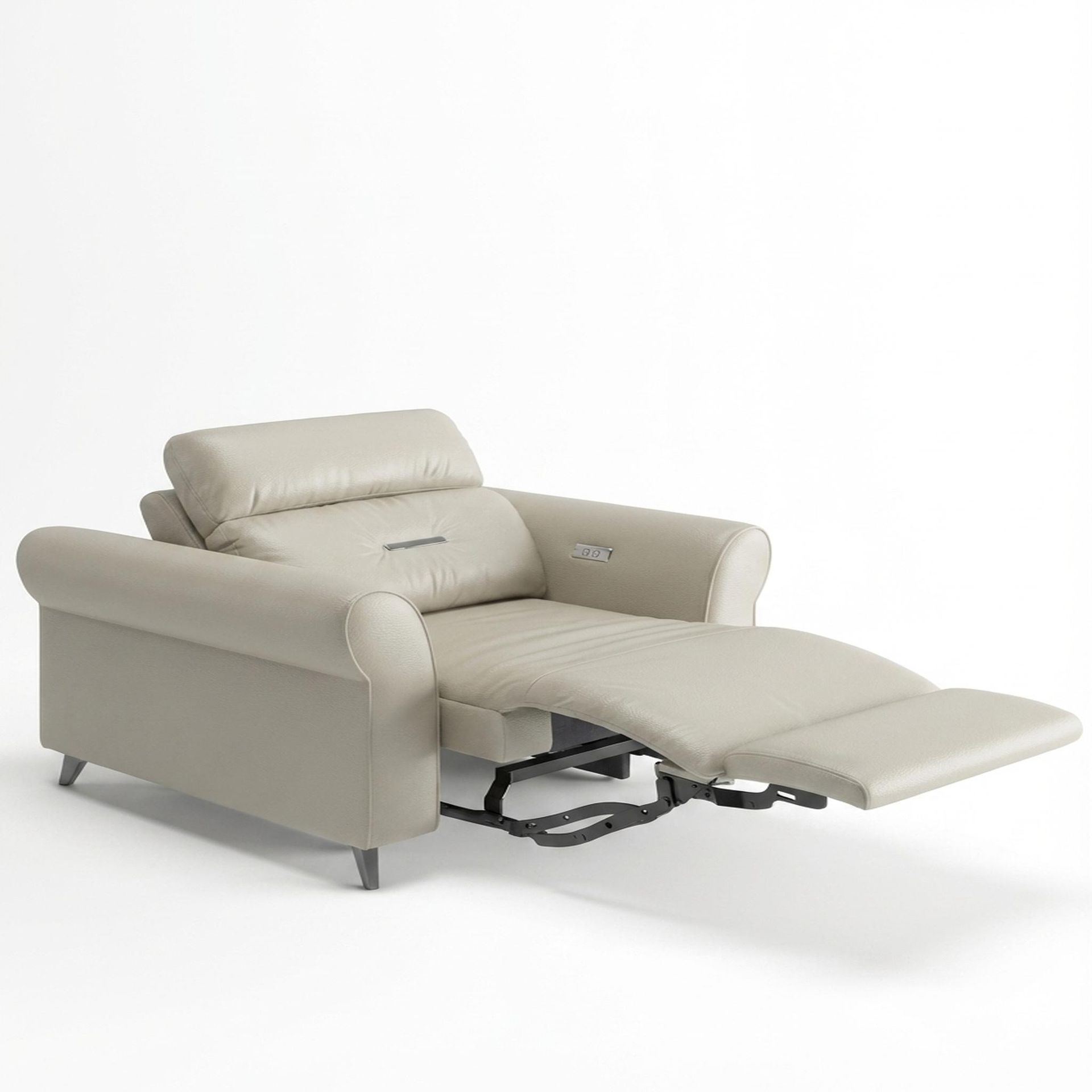 Florian Compact Seat,Electric Recliner Mechanism, 1 Seater ( 1 RR), Alabaster Veil Vegan Leather