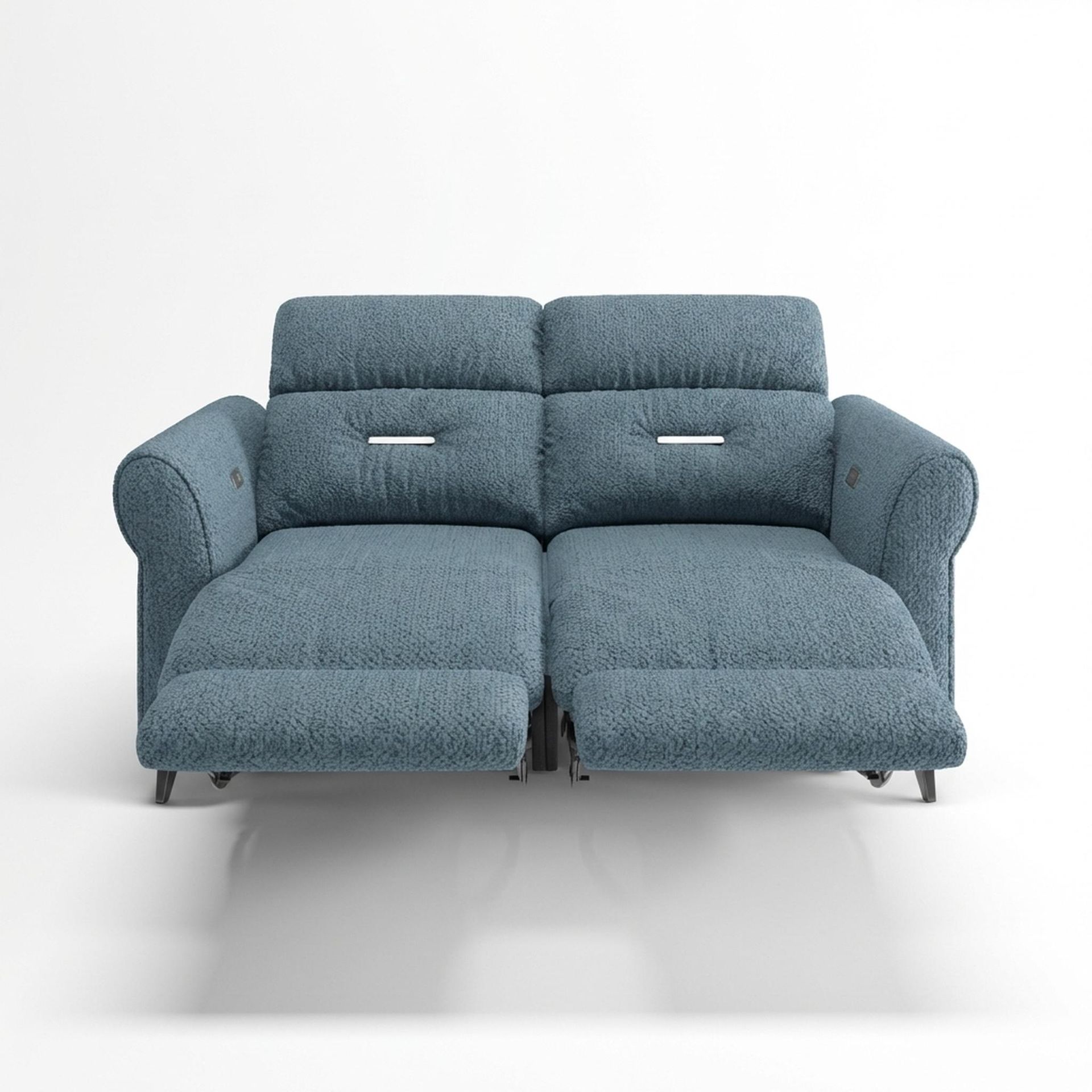 Florian Compact Seat,Electric Recliner Mechanism, 2 Seater ( 2 RR), Steel Mist Elite