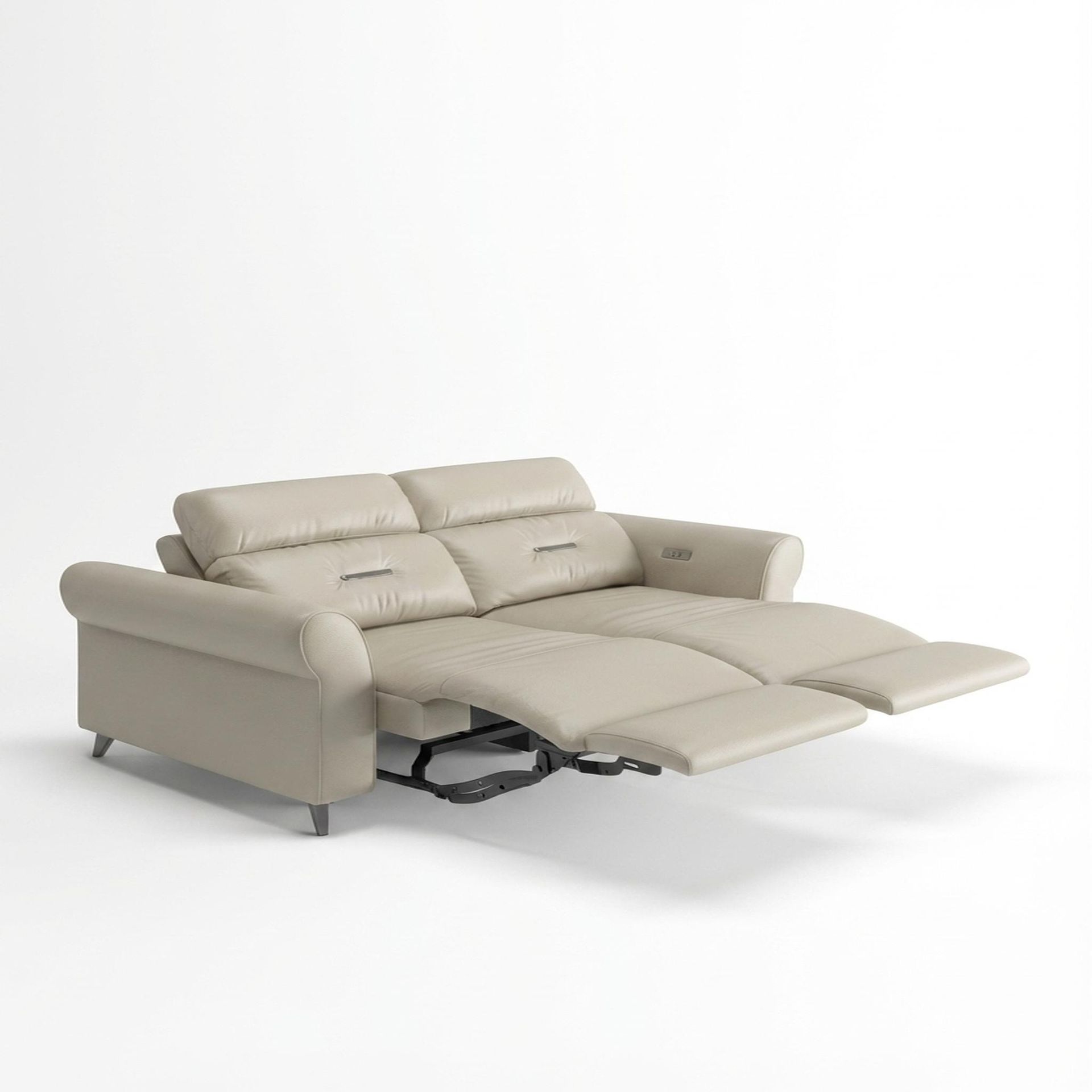Florian Compact Seat,Electric Recliner Mechanism, 2 Seater ( 2 RR), Alabaster Veil Vegan Leather